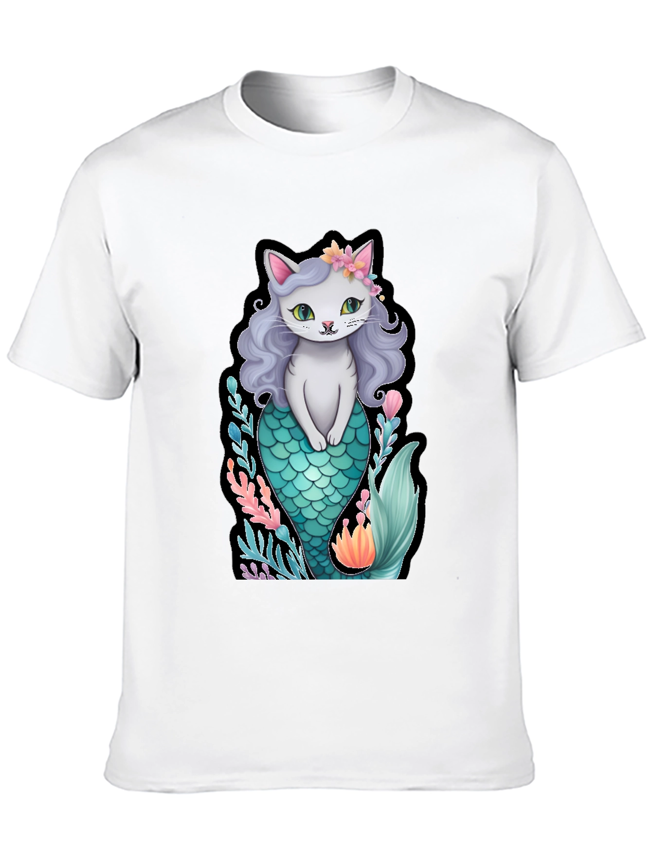 Black Cat Mermaid Graphic T-Shirt - Unique Novelty Tee view 10