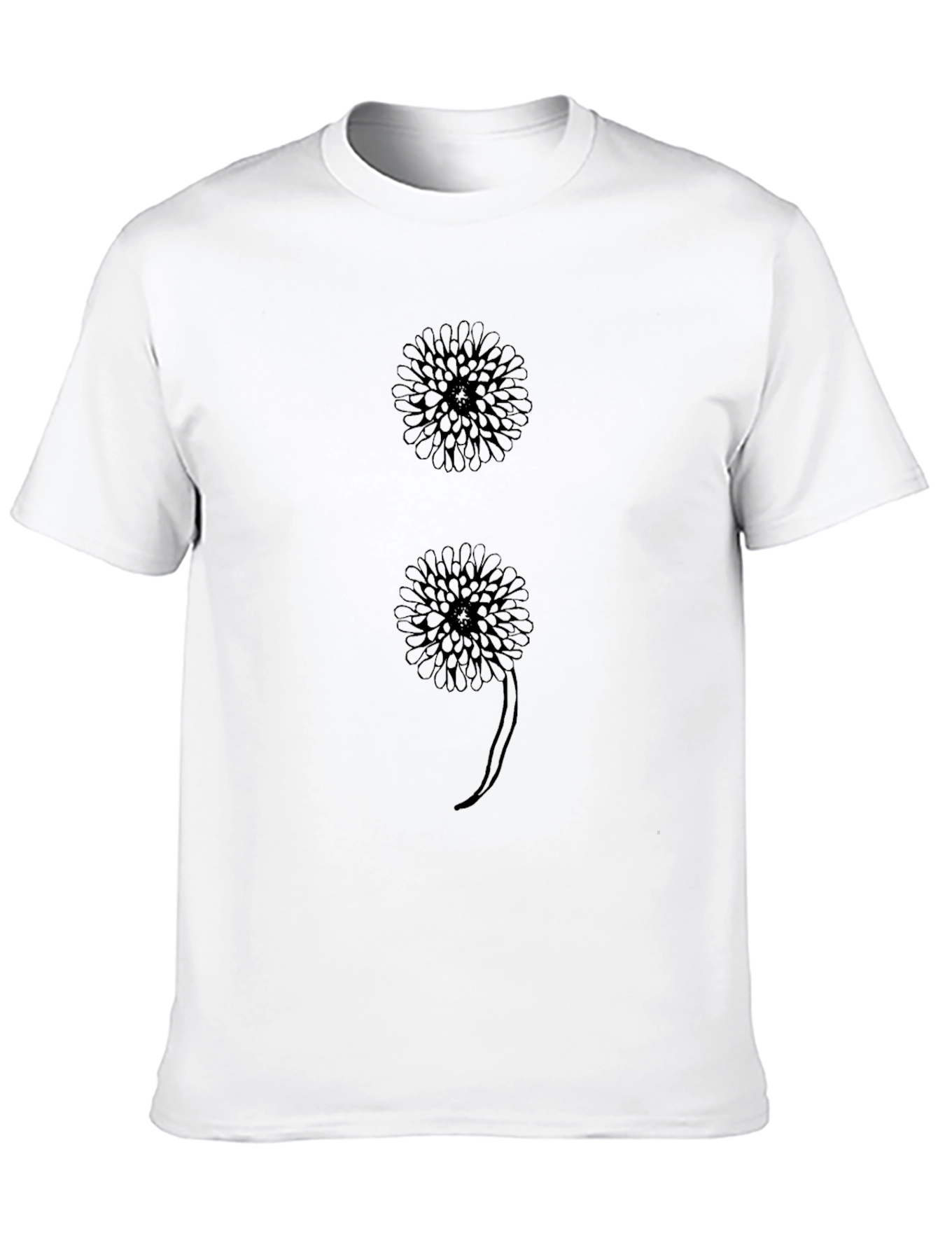 Black Floral Semicolon Graphic Tee - Black Cotton T-Shirt view 10