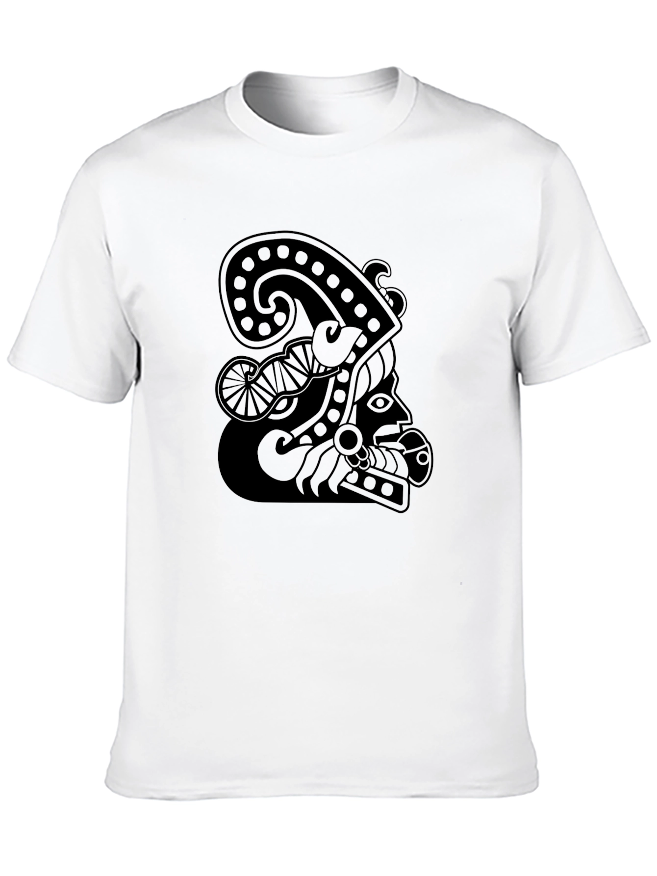 Black Men's Black T-Shirt with Mayan Design view 10