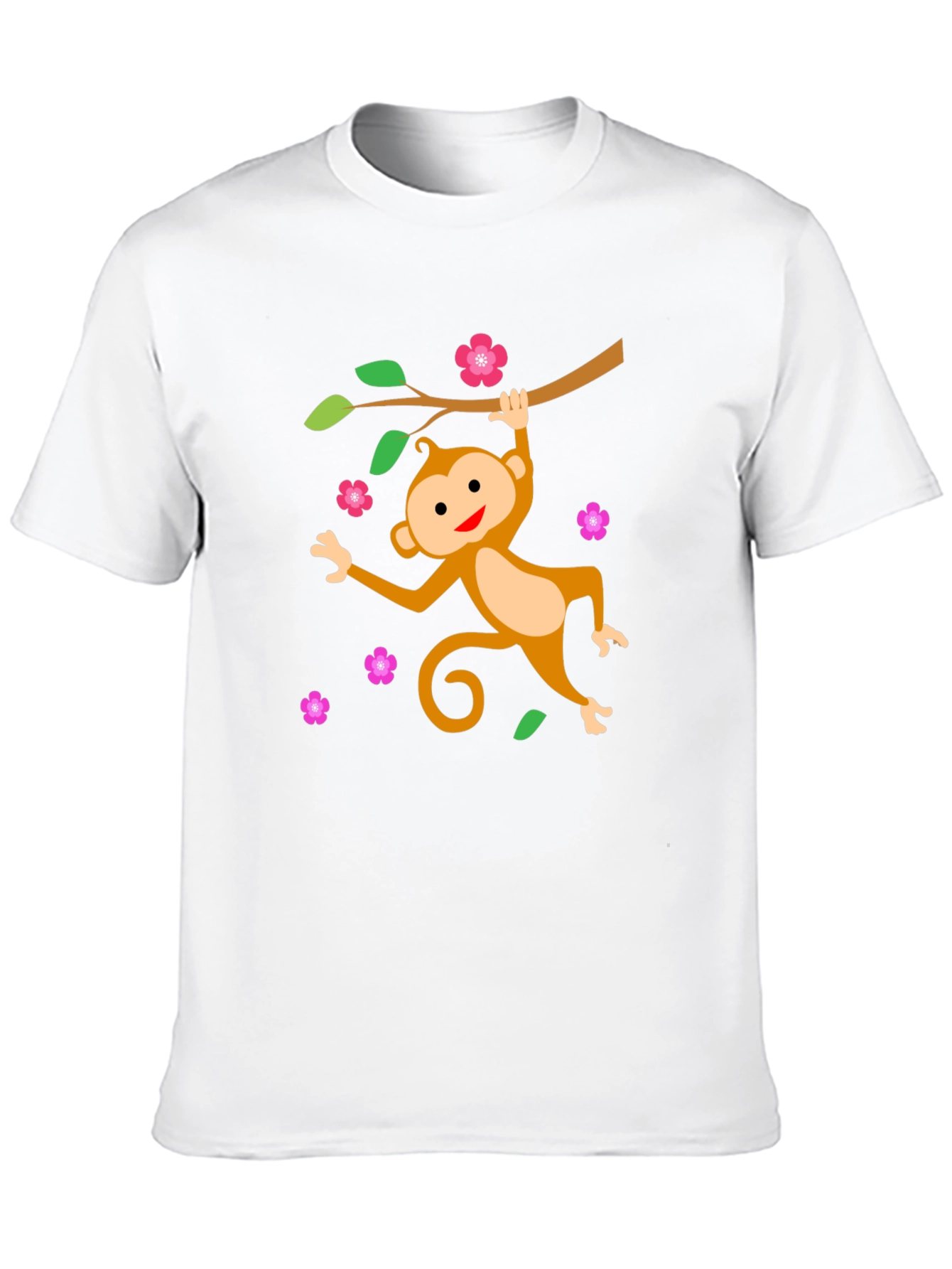 Black Cute Monkey Tree Branch Black T-Shirt view 10