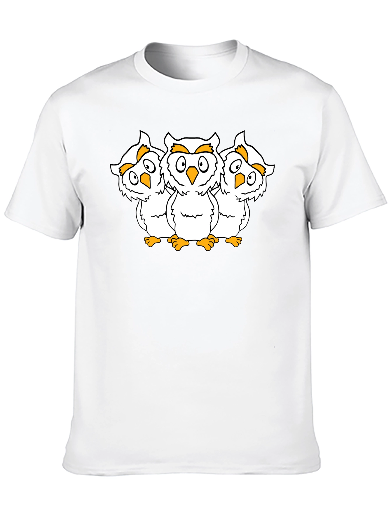 Black Black T-Shirt with Three Cartoon Owls view 10