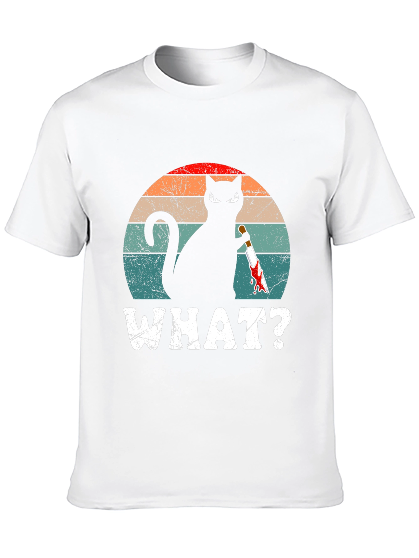 Black Cat With Knife T-Shirt - "WHAT?" Funny Graphic Tee view 10