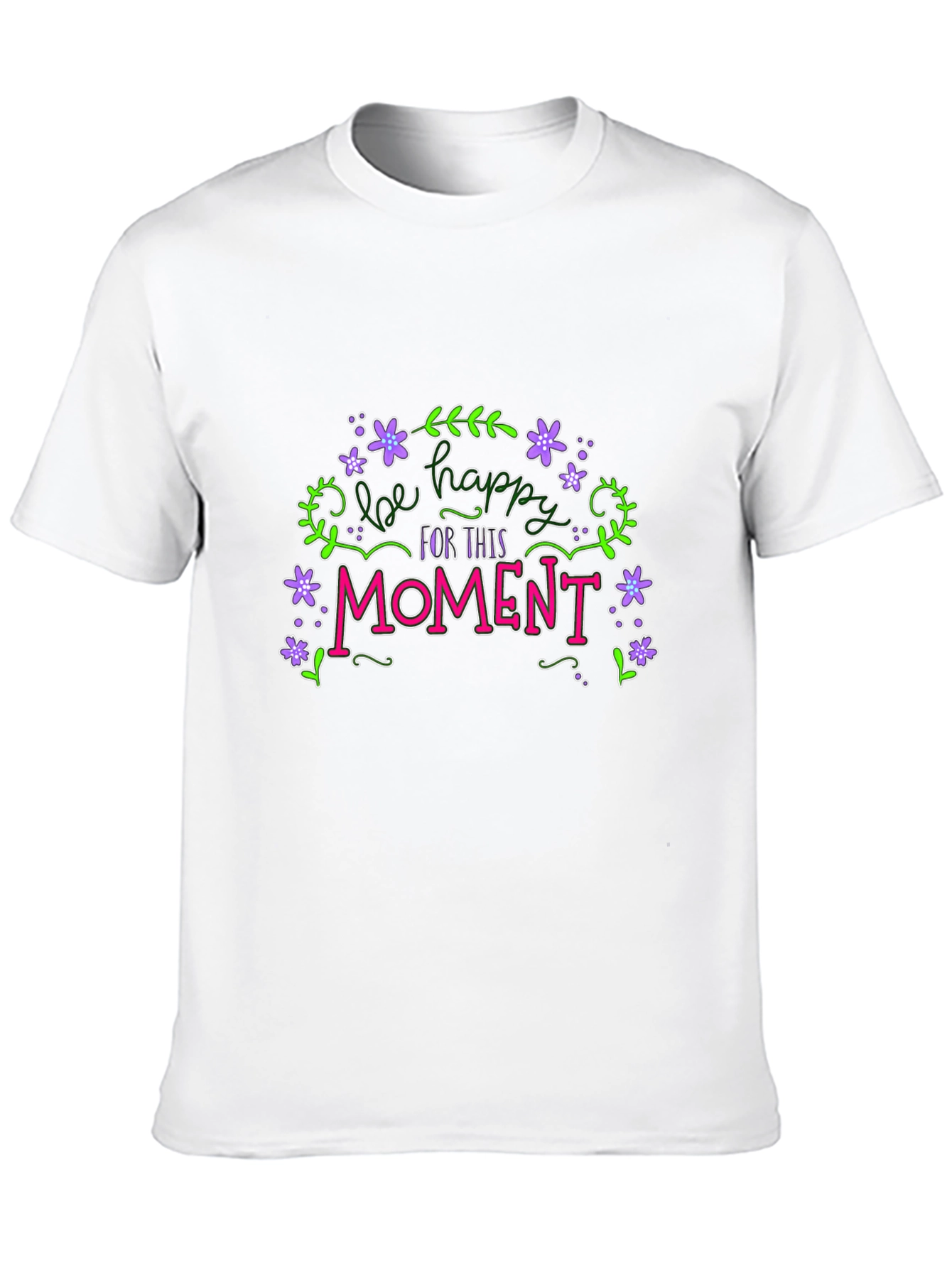 Black Be Happy T-Shirt - Floral Graphic Tee view 10