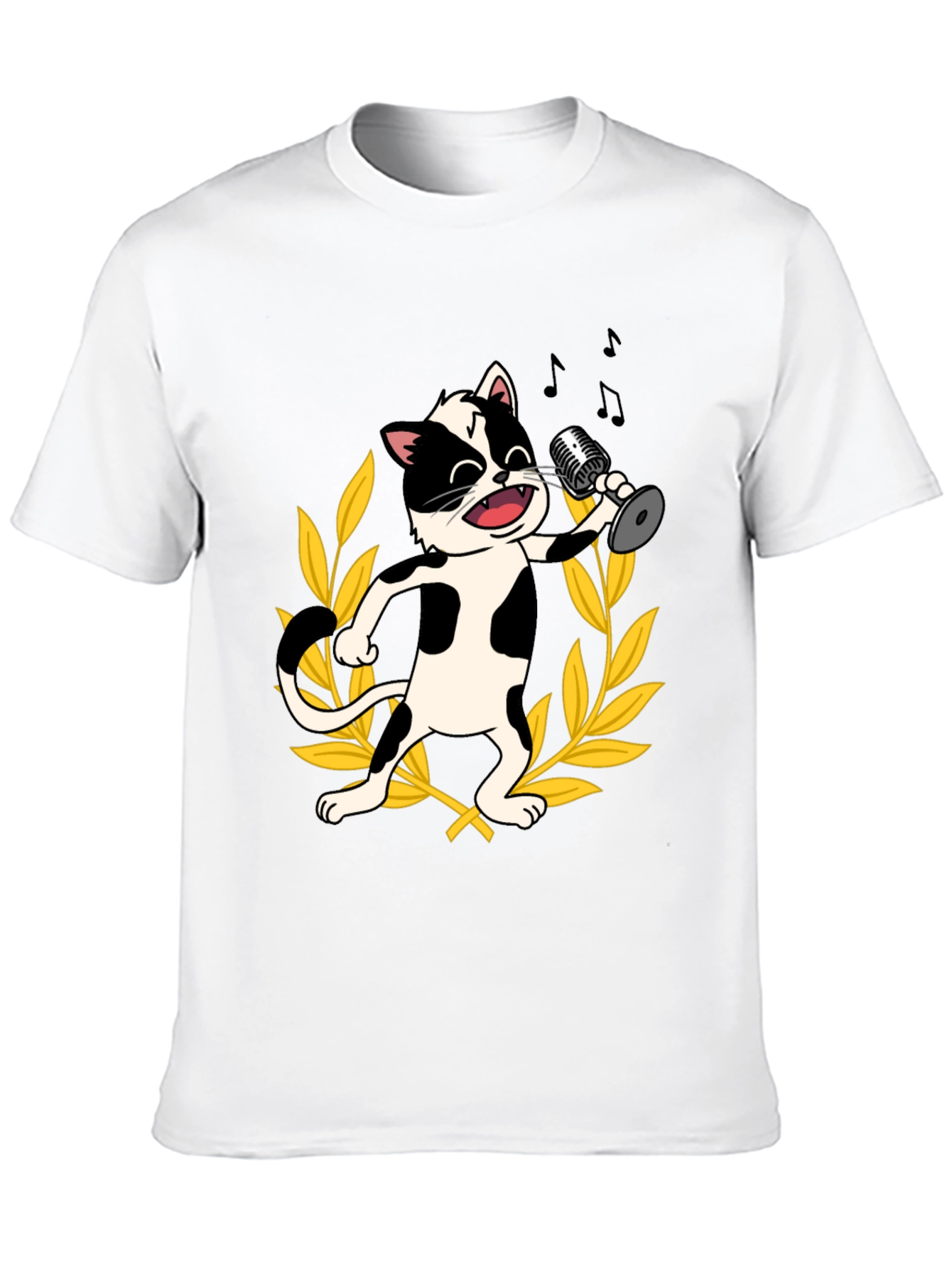 Black Singing Cat Graphic Tee - Black Cotton T-Shirt view 10