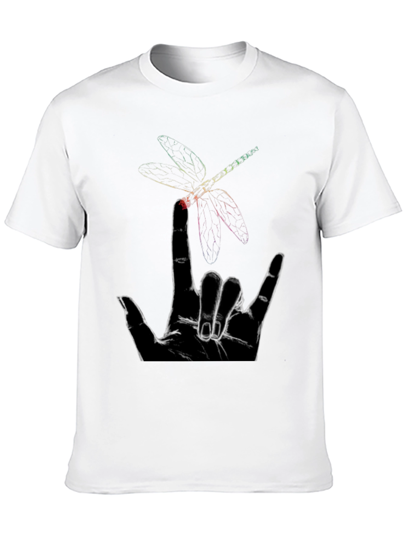 Black Dragonfly Hand Sign Graphic Tee - Black Cotton view 10