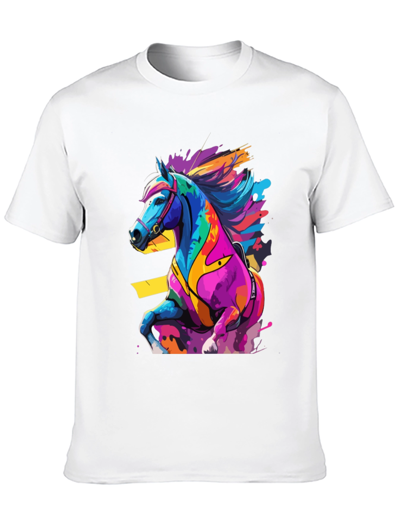 Black Colorful Horse Graphic Tee - Artistic Animal Design view 10