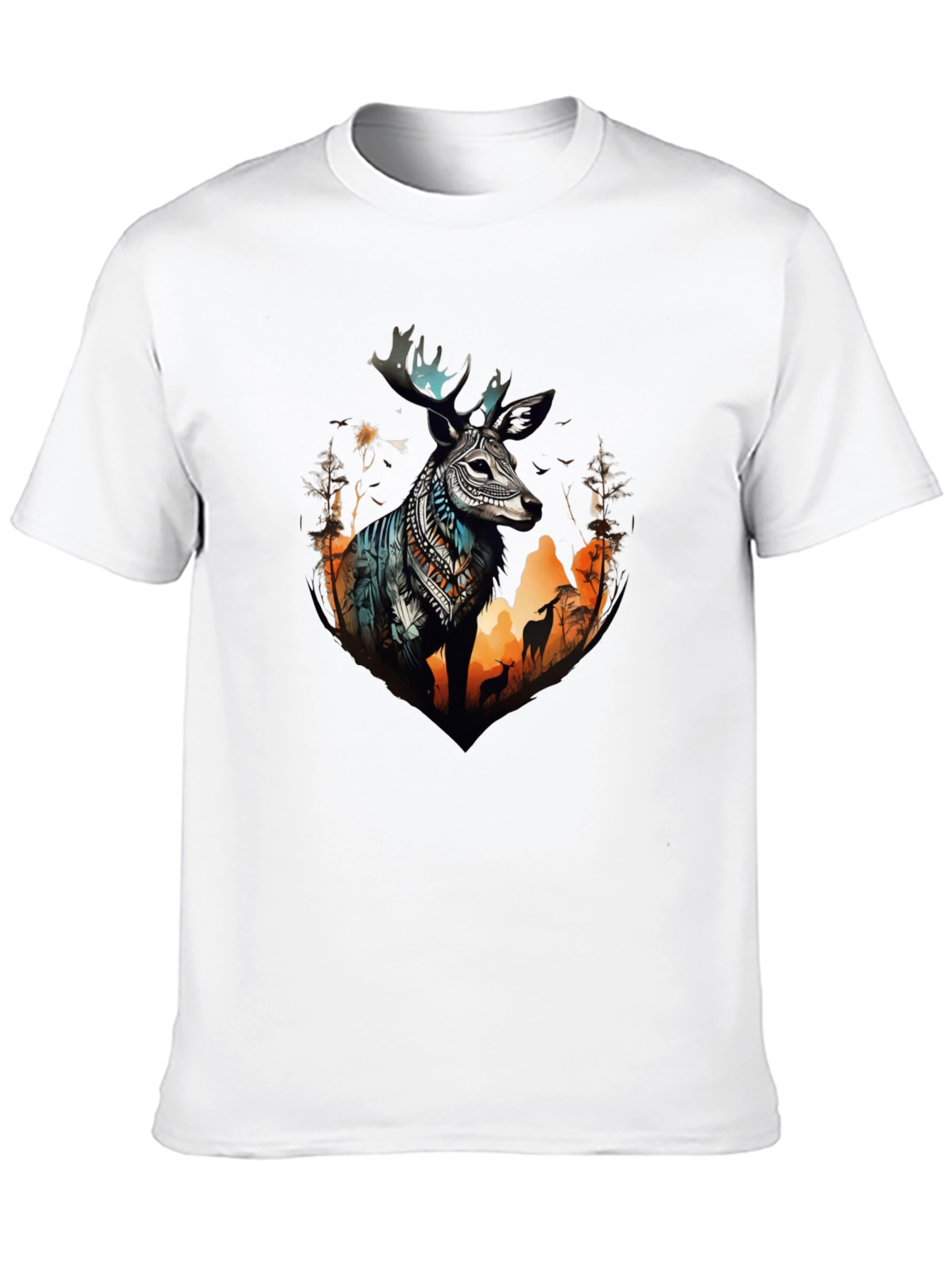 Black Deer Graphic Print Crew Neck Tee view 10