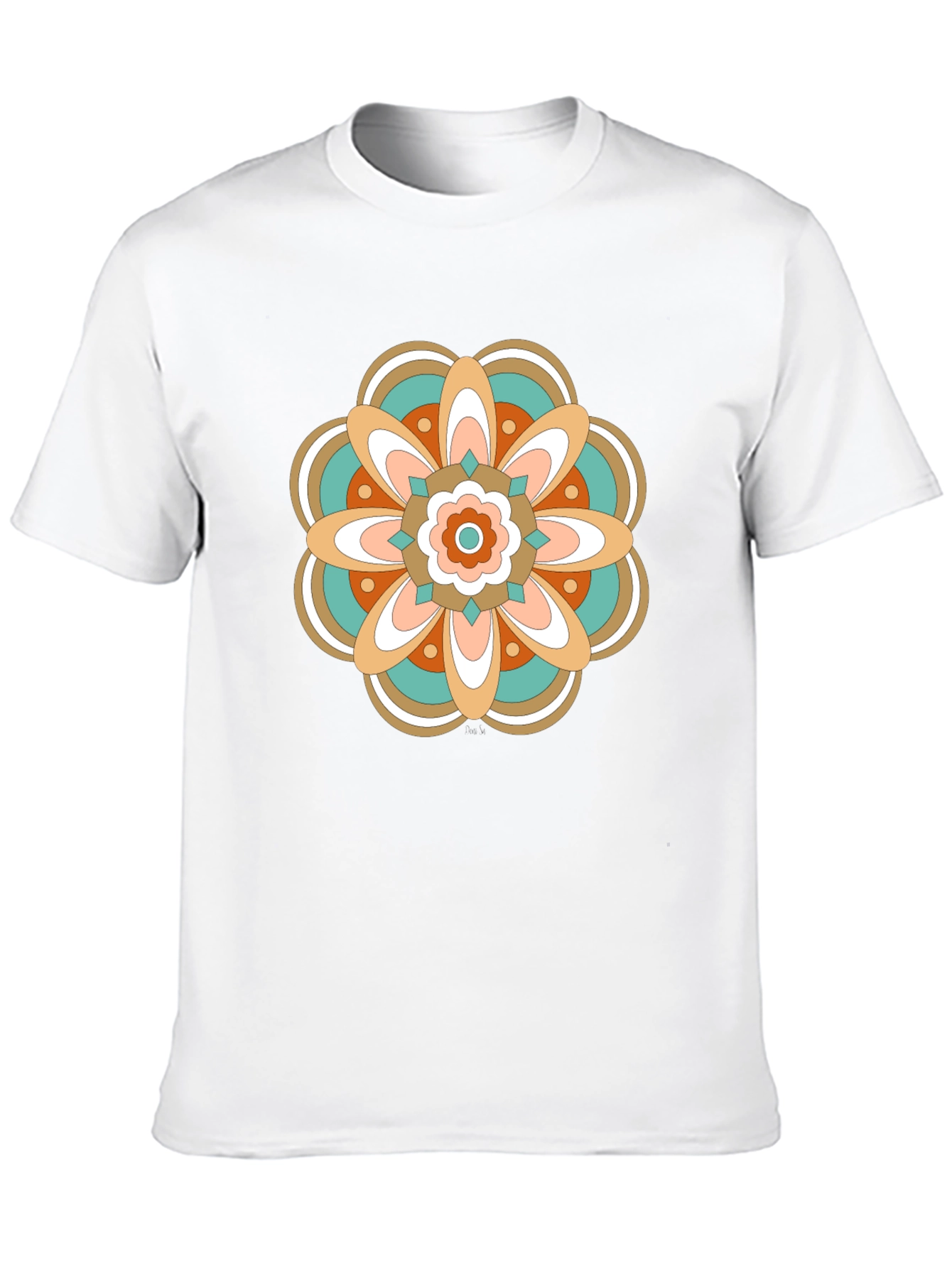 Black Retro Floral Mandala Graphic T-Shirt view 10