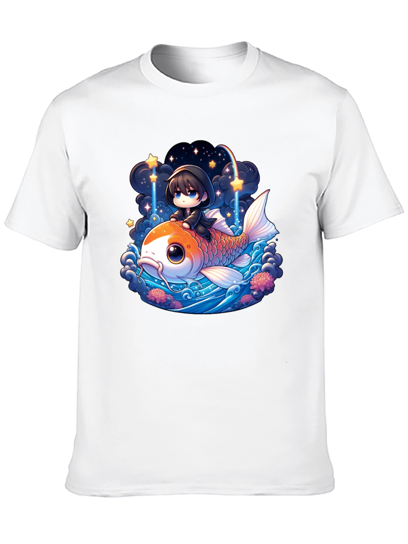 Black Koi Fish Anime Graphic Tee view 10