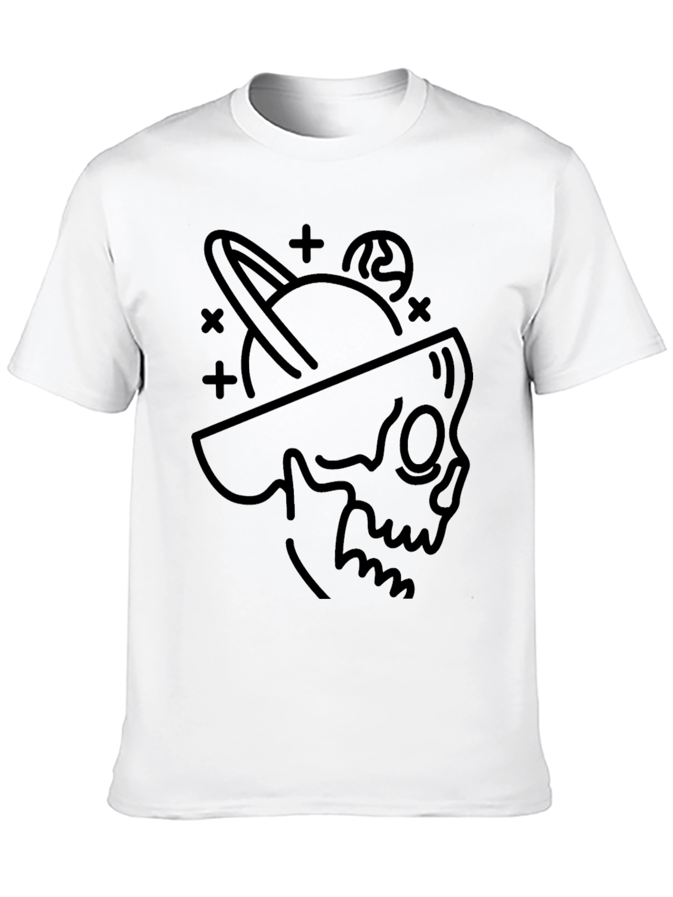 Black Cosmic Skull Graphic Tee - Black Cotton Blend view 10