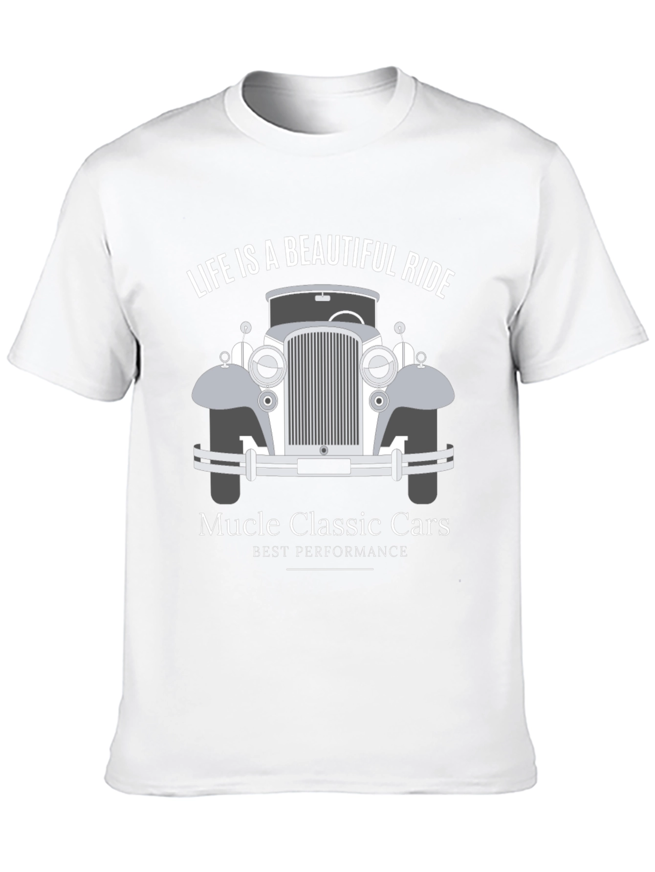 Black Classic Car Graphic Tee - "Life is a Beautiful Ride" view 10