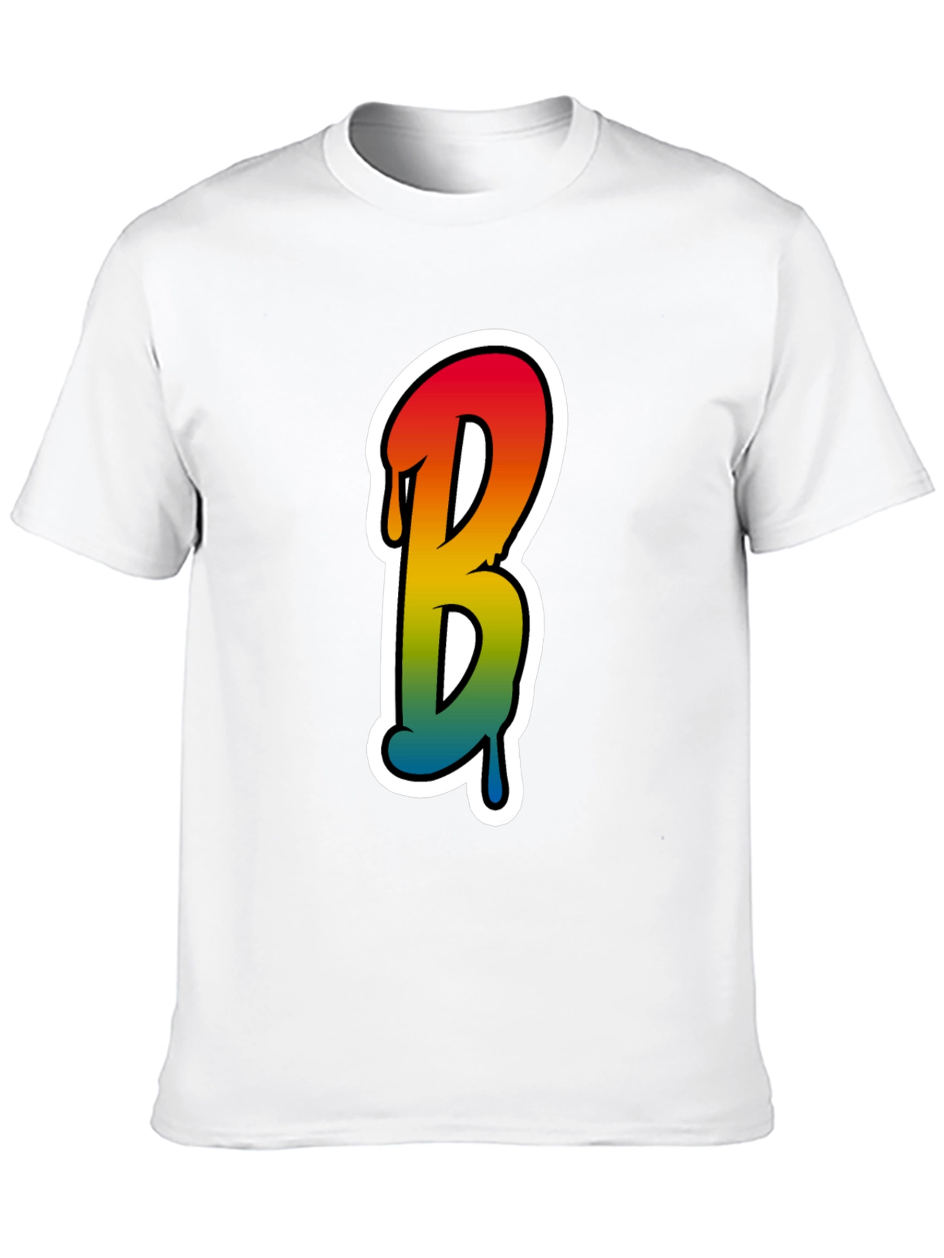 Black Cool Letter B Graphic Tee - Black Cotton Blend view 10
