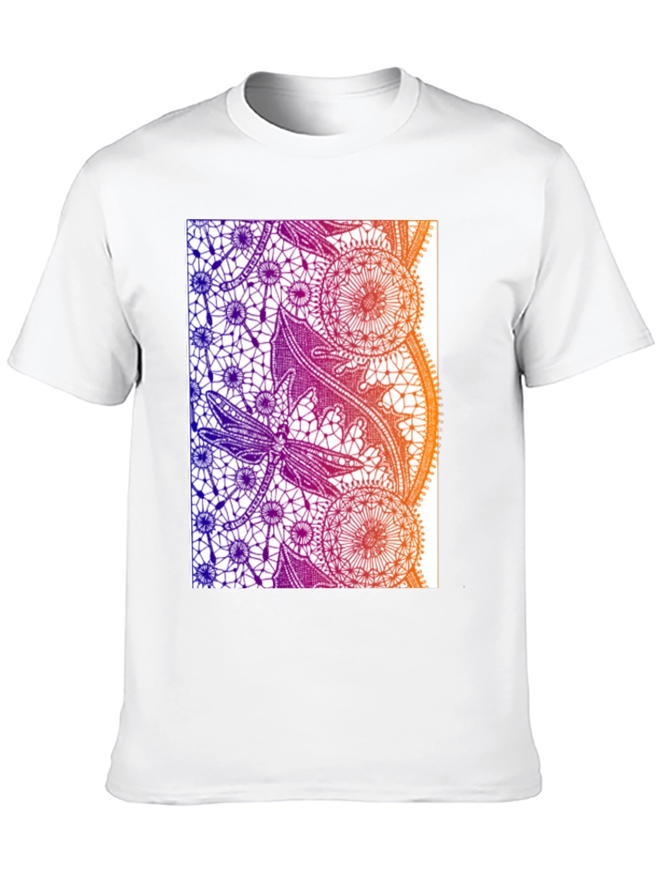 Black Lace Dragonfly Graphic Tee - Black Cotton Casual T-Shirt view 10