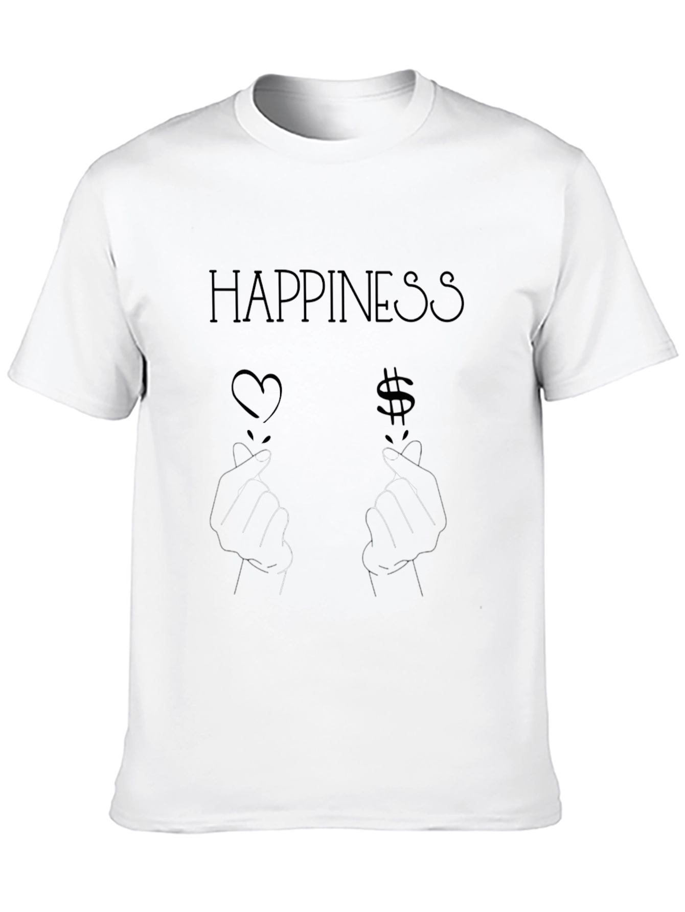 Black Happiness Graphic Tee - Heart & Money Signs Black T-Shirt view 10
