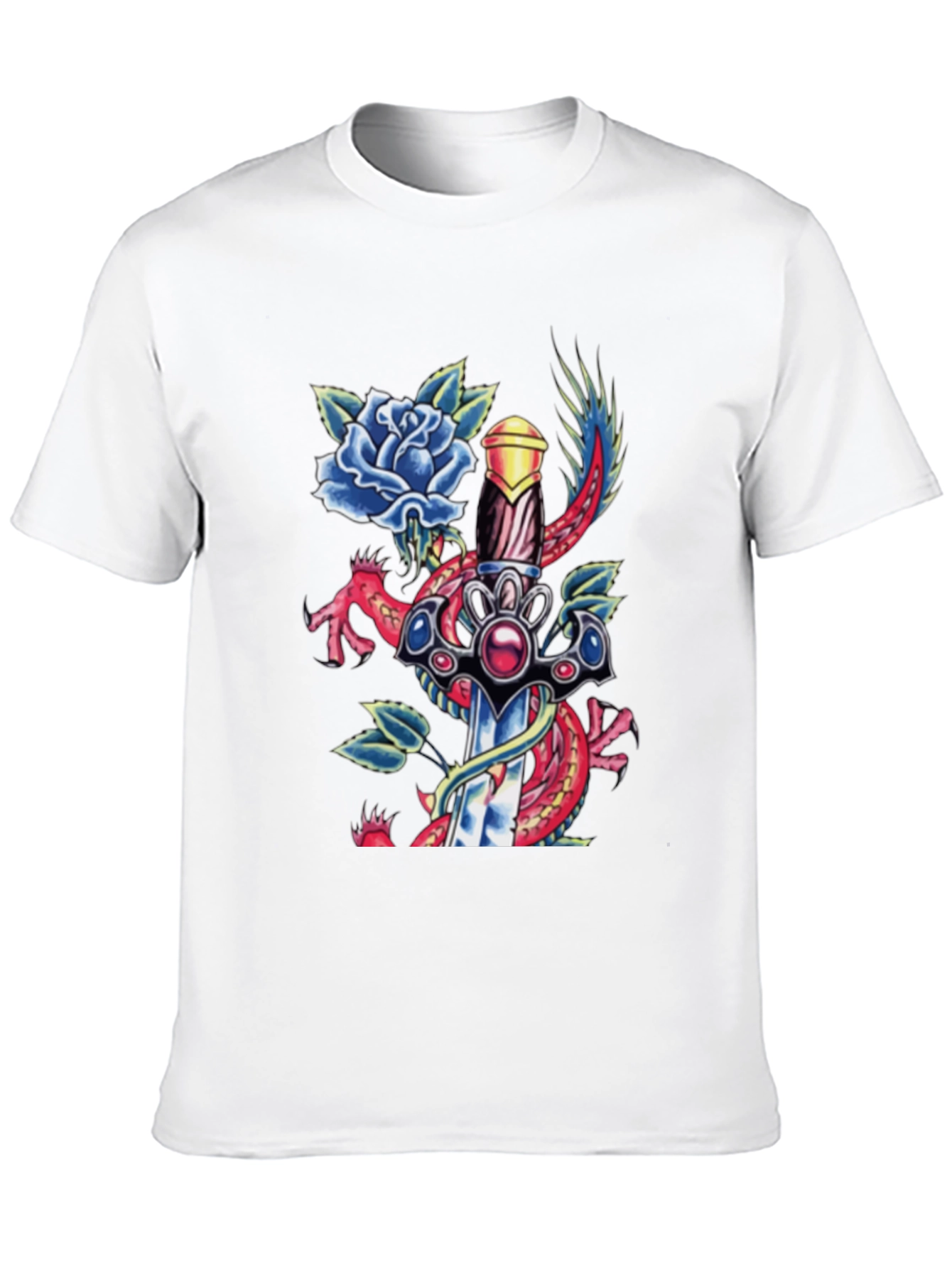 Dragon Sword Tattoo Graphic Men's Tee - 10
