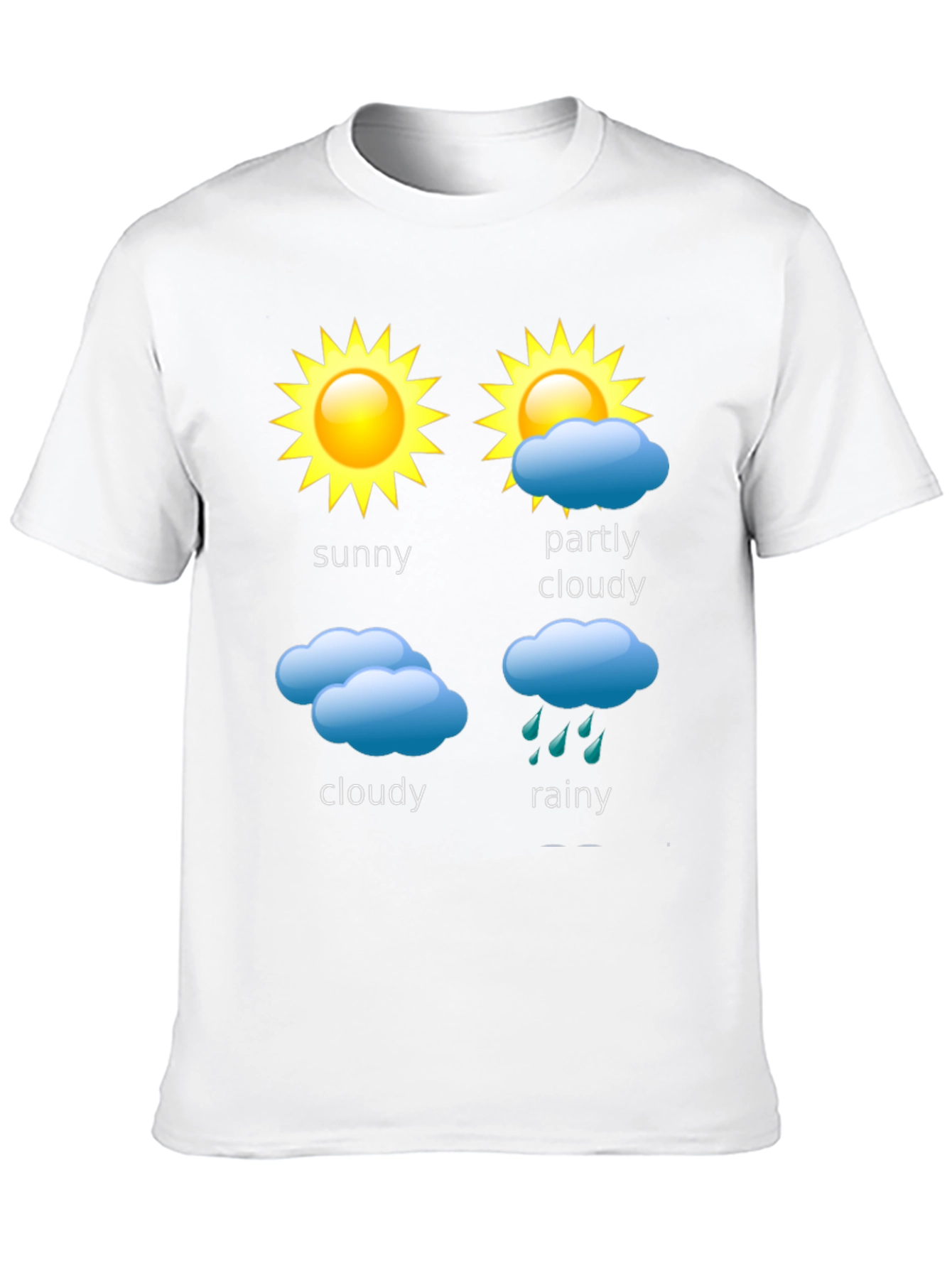 Black Weather Forecast T-Shirt - Sunny, Cloudy, Rainy Day Design view 10