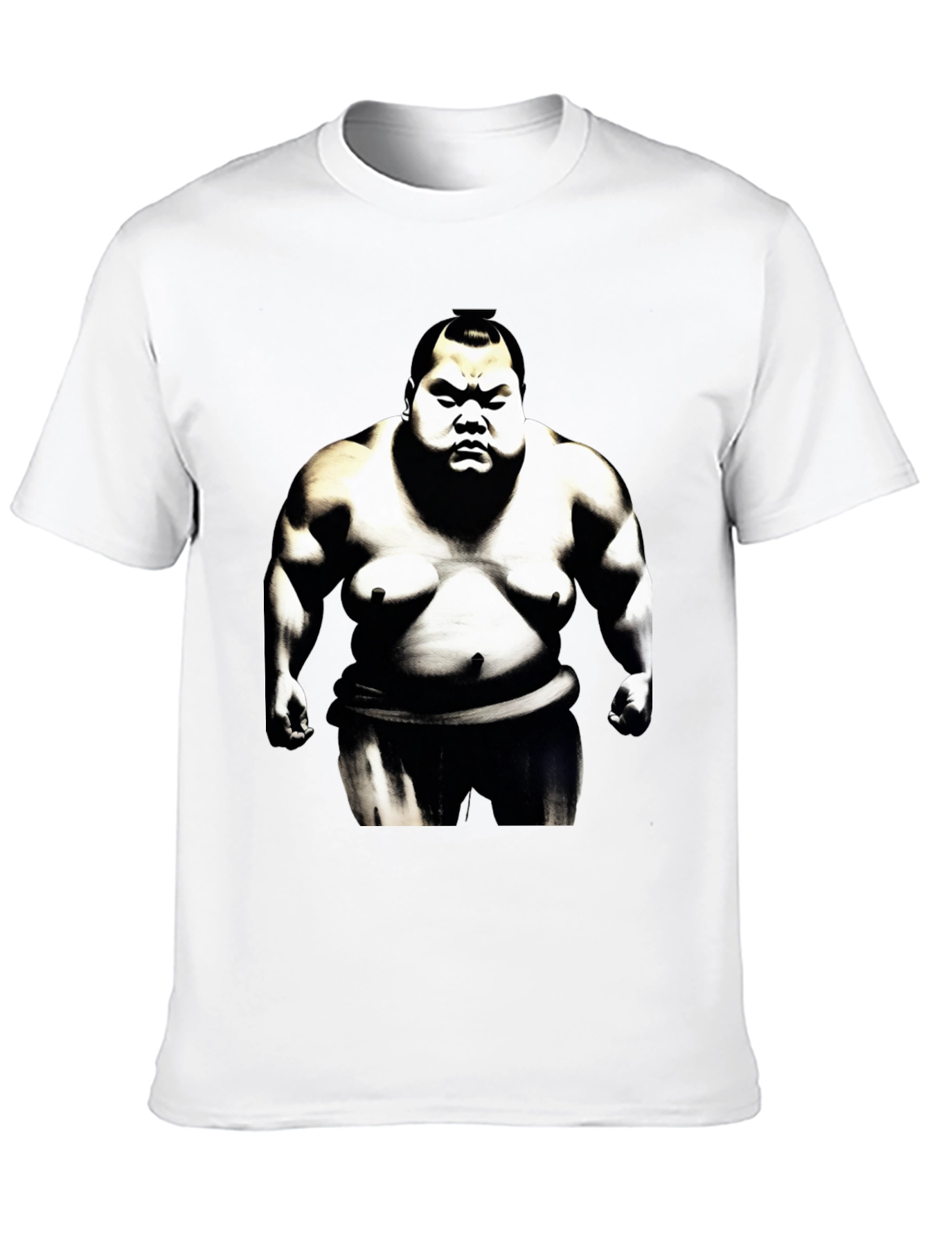 Black Sumo Wrestler Graphic Tee - Black Cotton Blend view 10