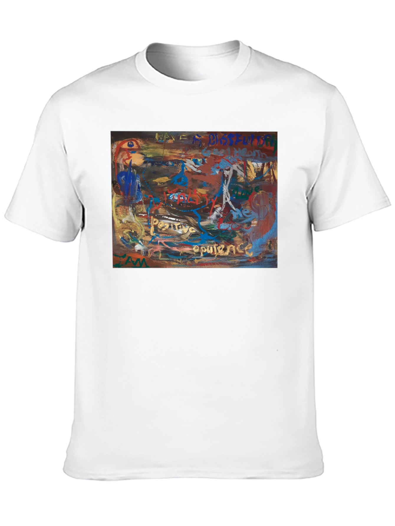 Black Abstract Art Print Crew Neck T-Shirt view 10