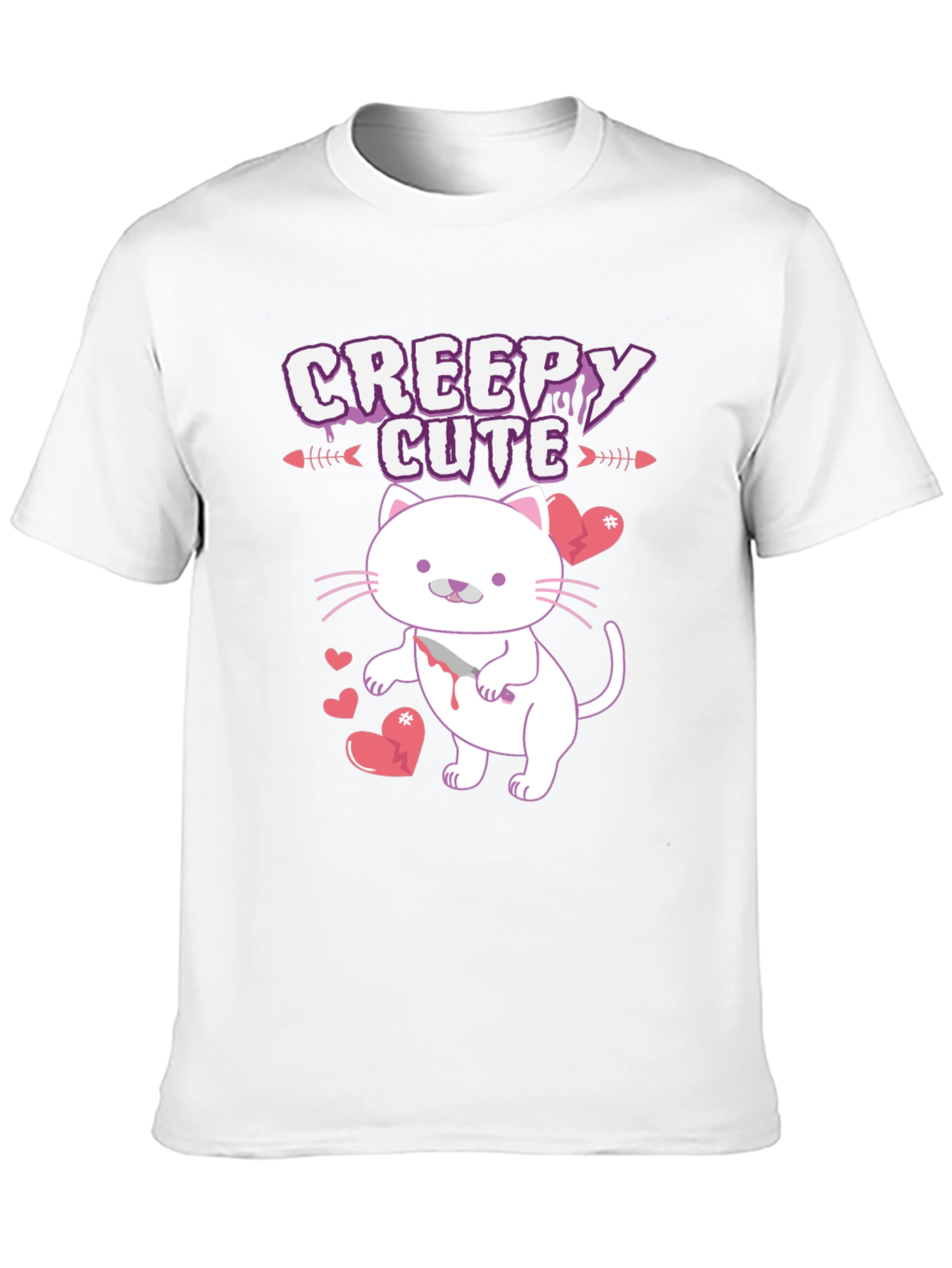 Black Creepy Cute Cat T-Shirt view 10
