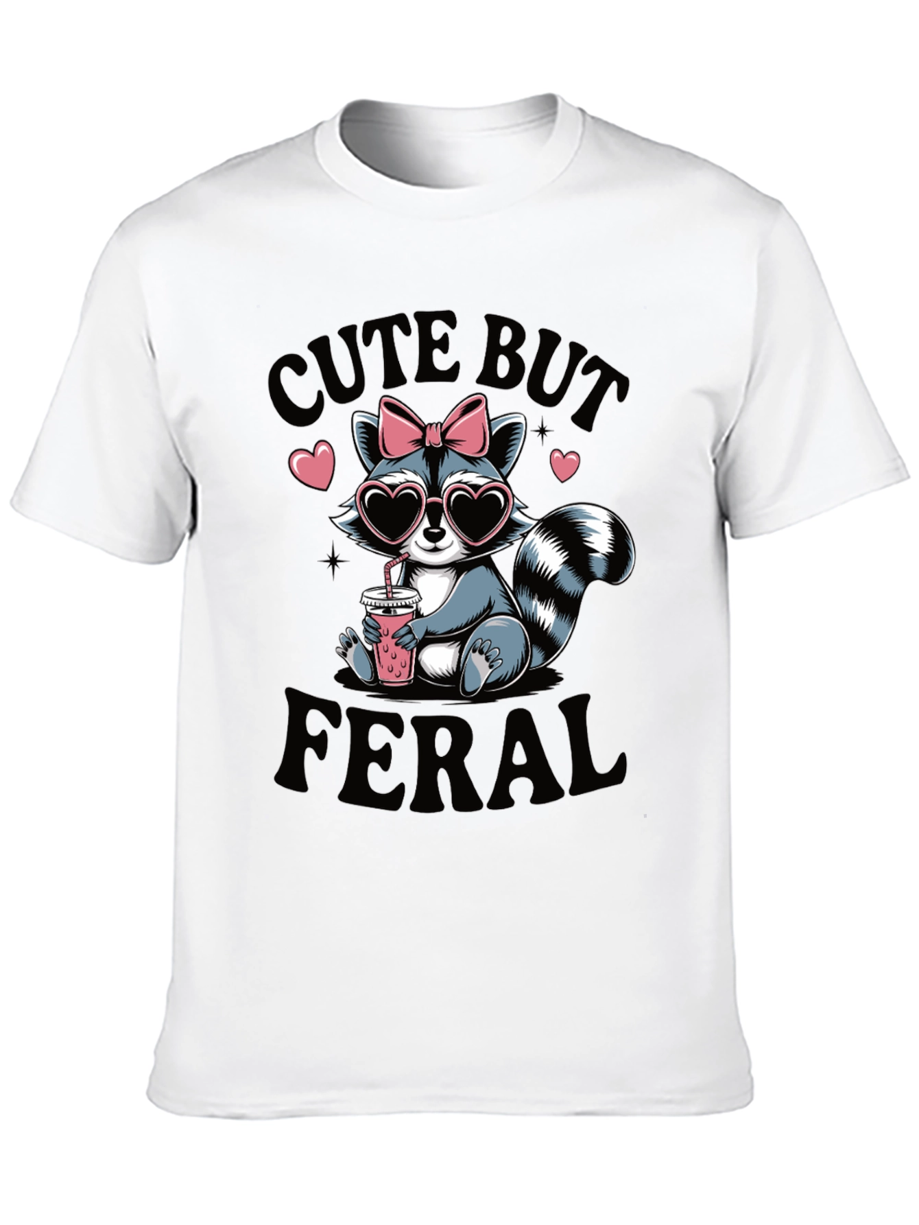 Black Cute But Feral Raccoon T-Shirt view 10