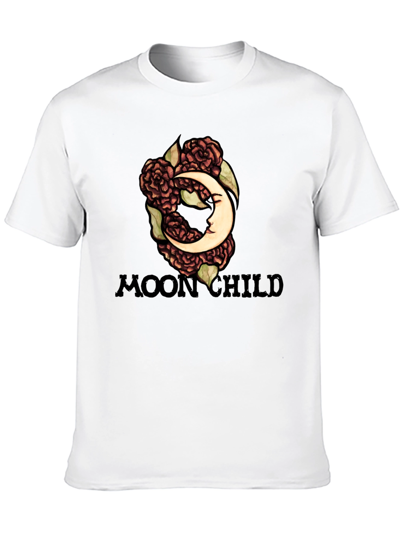 Moon Child Graphic Tee - Black Cotton T-Shirt - 10