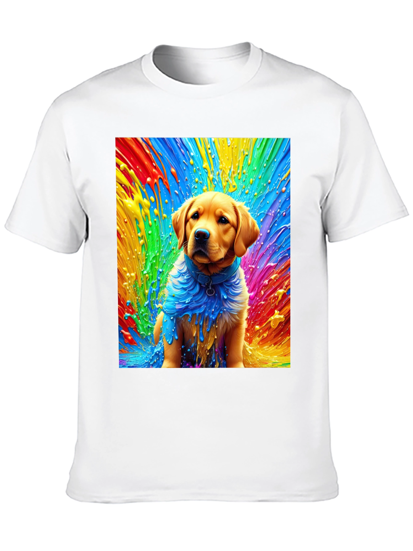 Black Rainbow Dog Art Black T-Shirt view 10