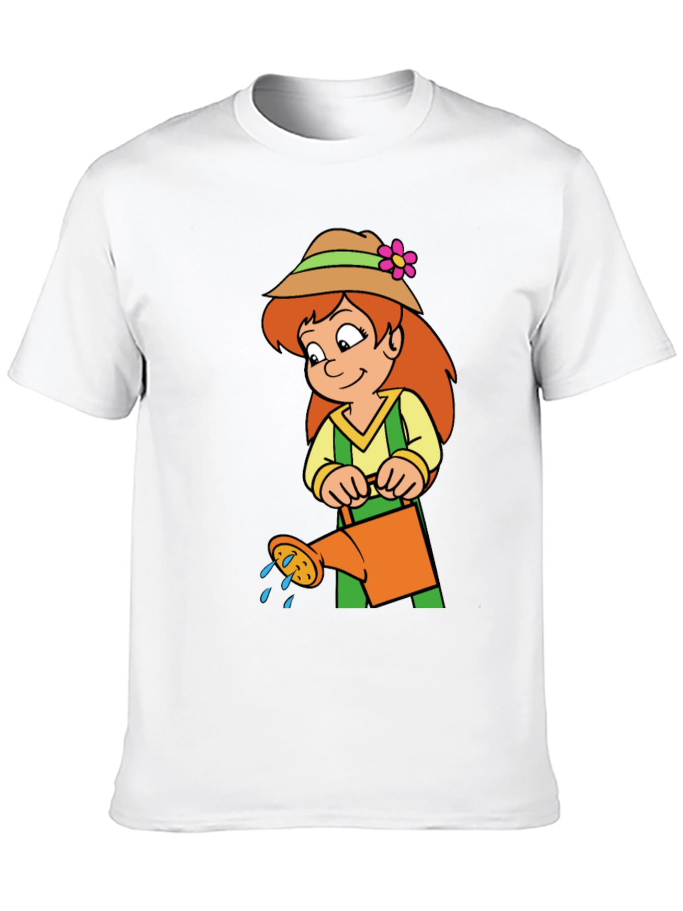 Black Gardening Girl T-Shirt - Fun Cartoon Design view 10