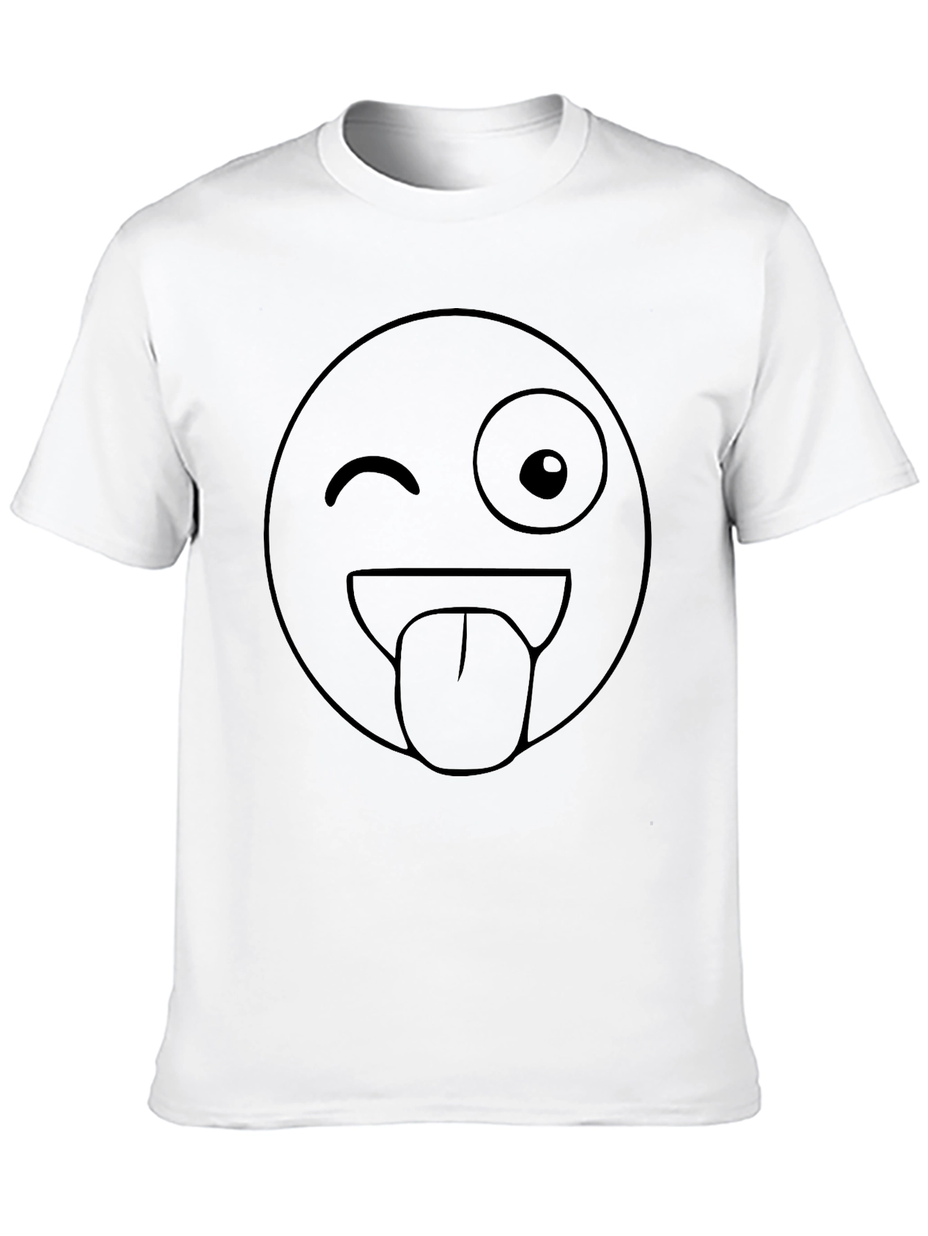 Black Winking Emoji Graphic Tee - Black Cotton Blend view 10