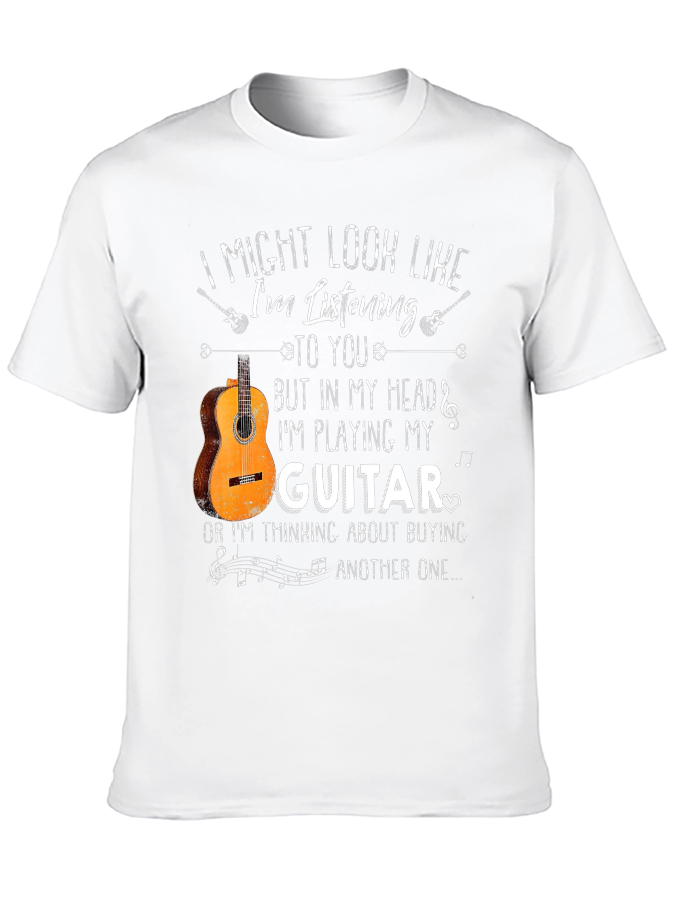 Black I Might Look Like I'm Listening Guitar T-Shirt view 10