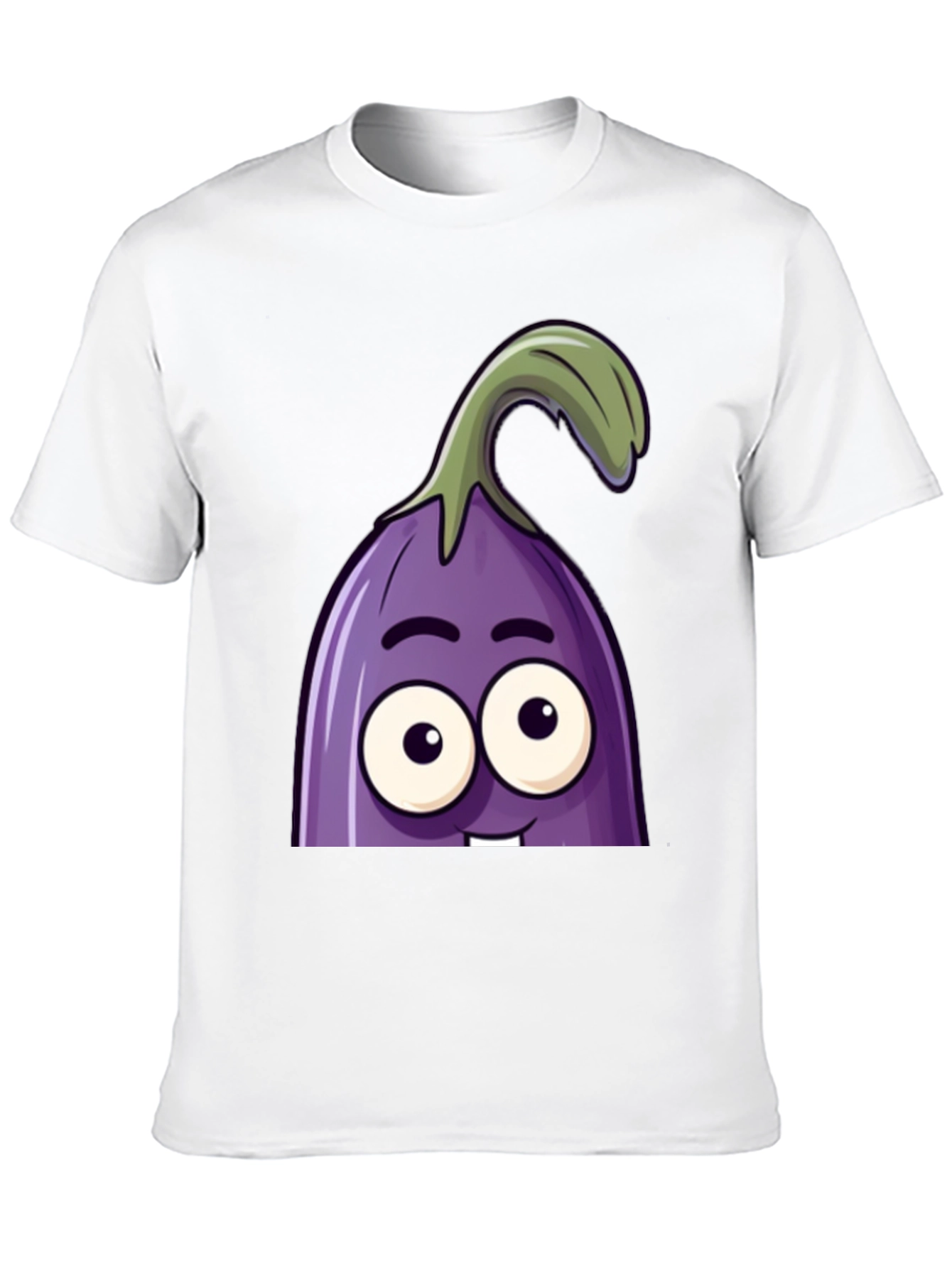 Funny Eggplant Cartoon Graphic T-Shirt - 10