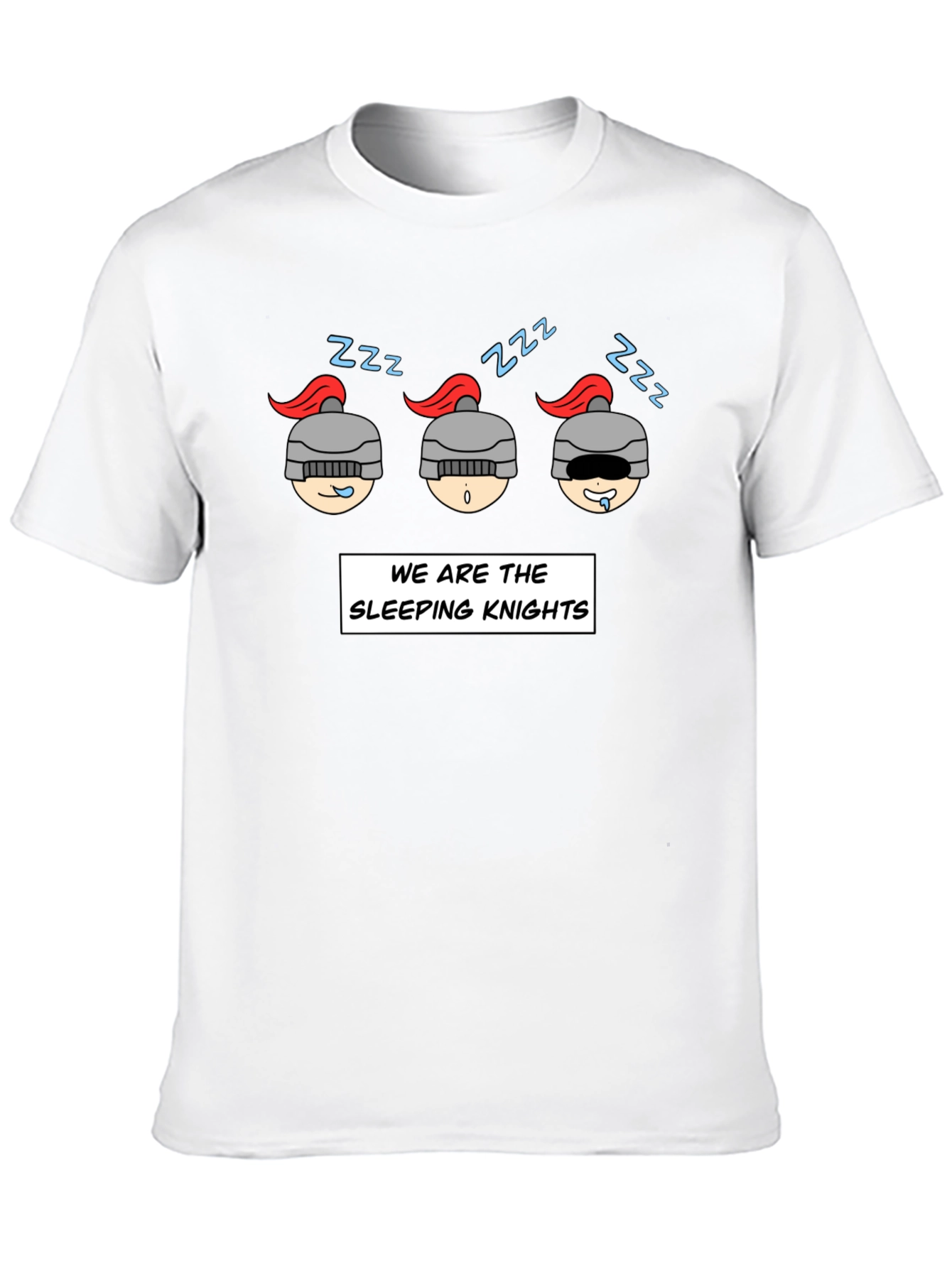Black Sleeping Knights Graphic T-Shirt - Funny Cartoon Tee view 10