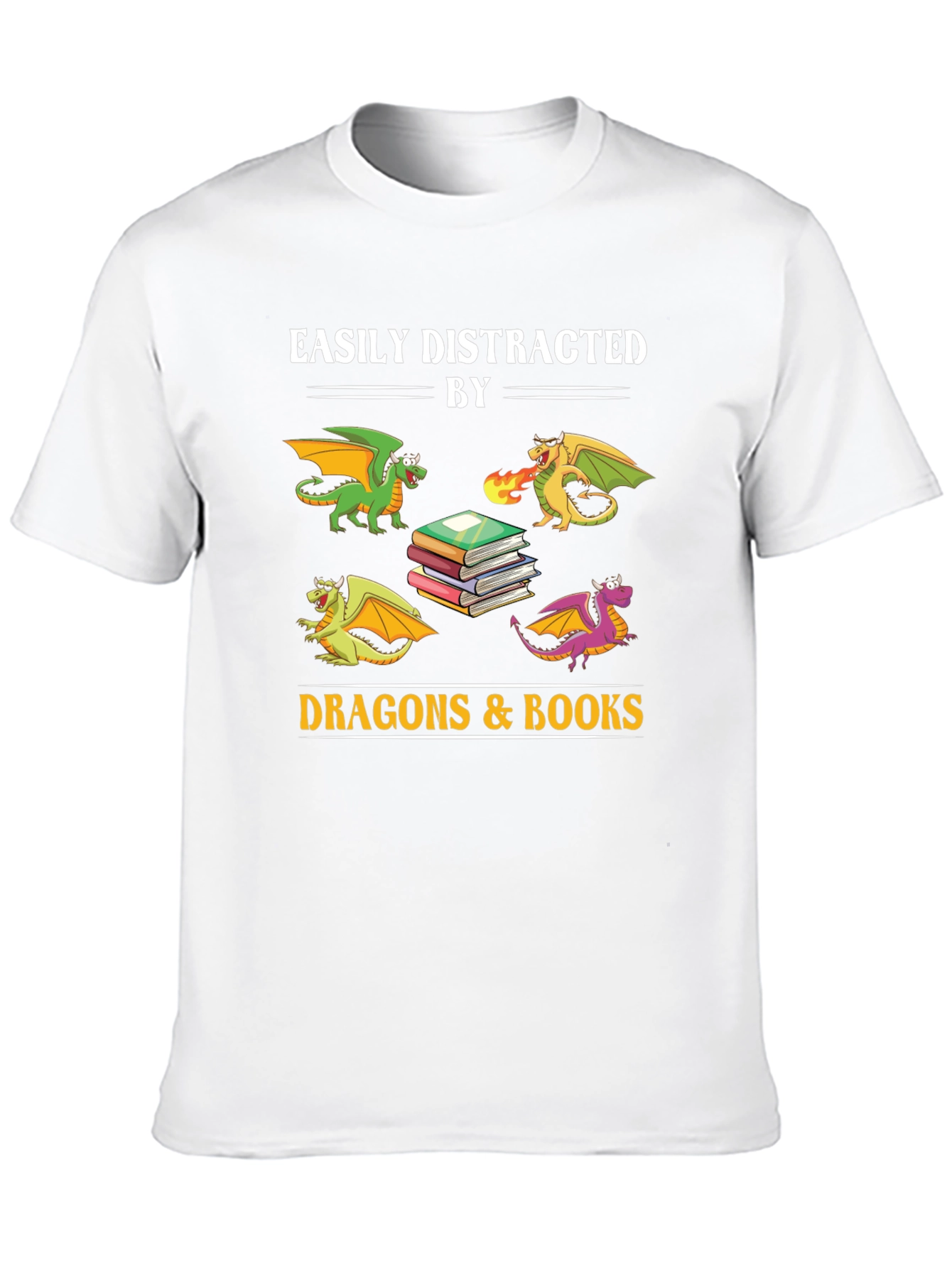Black Easily Distracted by Dragons and Books T-Shirt view 10
