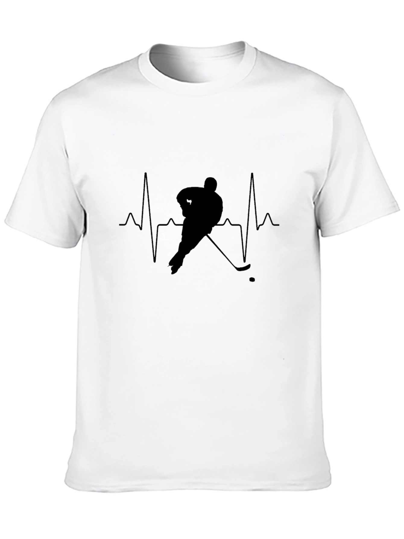 Black Hockey Heartbeat T-Shirt - Passionate Hockey Fan Tee view 10