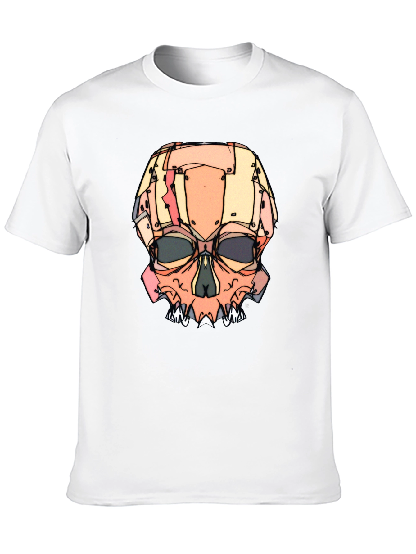 Black Abstract Skull Graphic T-Shirt view 10