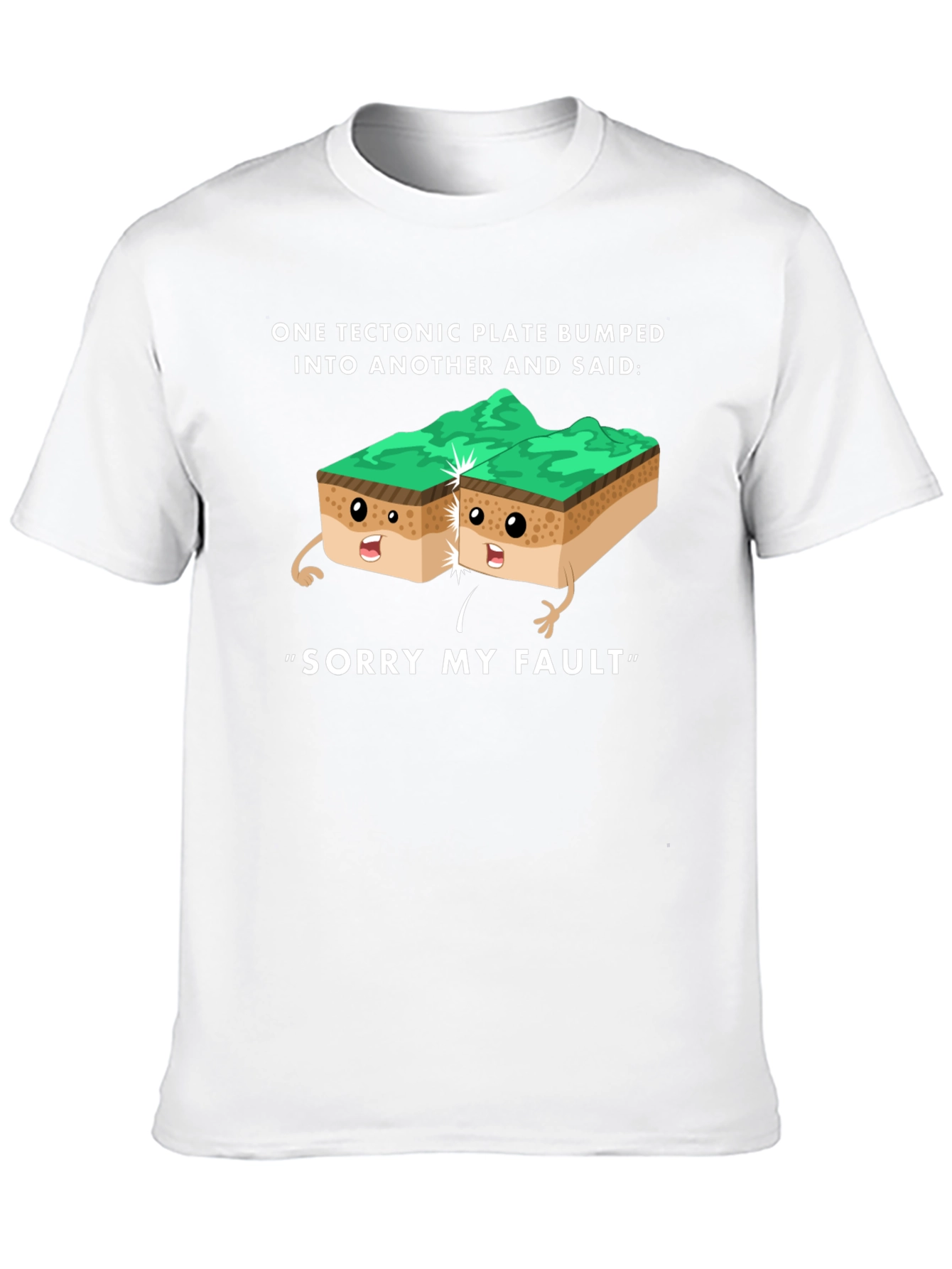 Black Funny Tectonic Plate Fault Apology Graphic Tee view 10