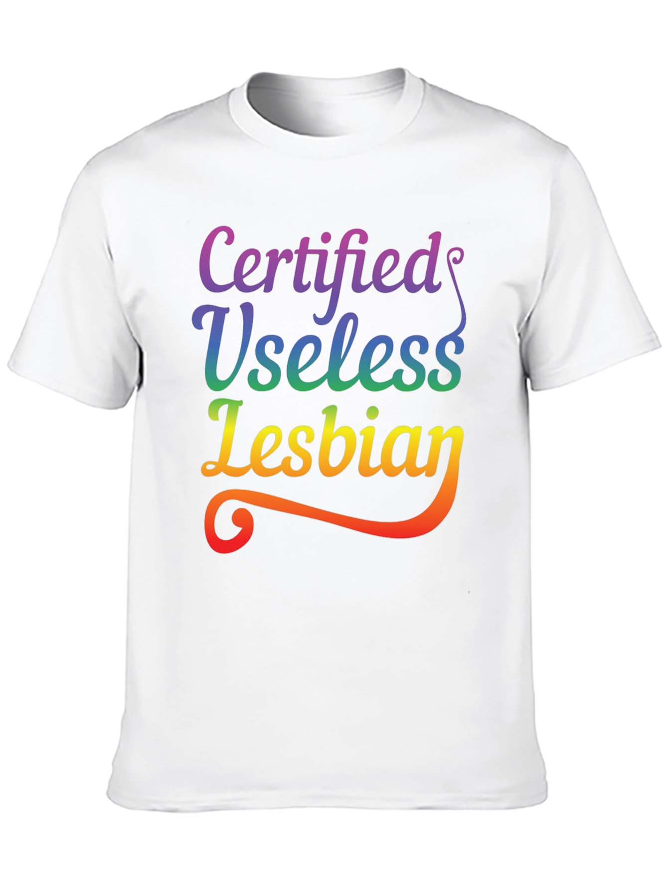 Black Certified Useless Lesbian Rainbow Tee view 10