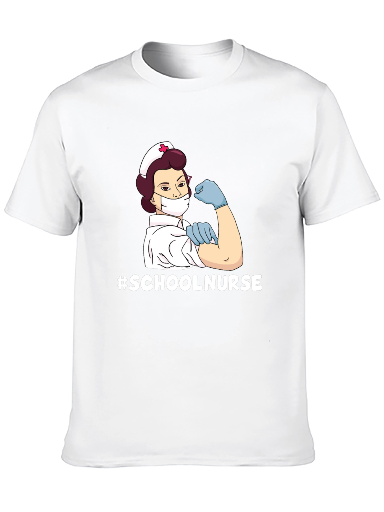 Black School Nurse T-Shirt - Black Cotton Blend Tee view 10