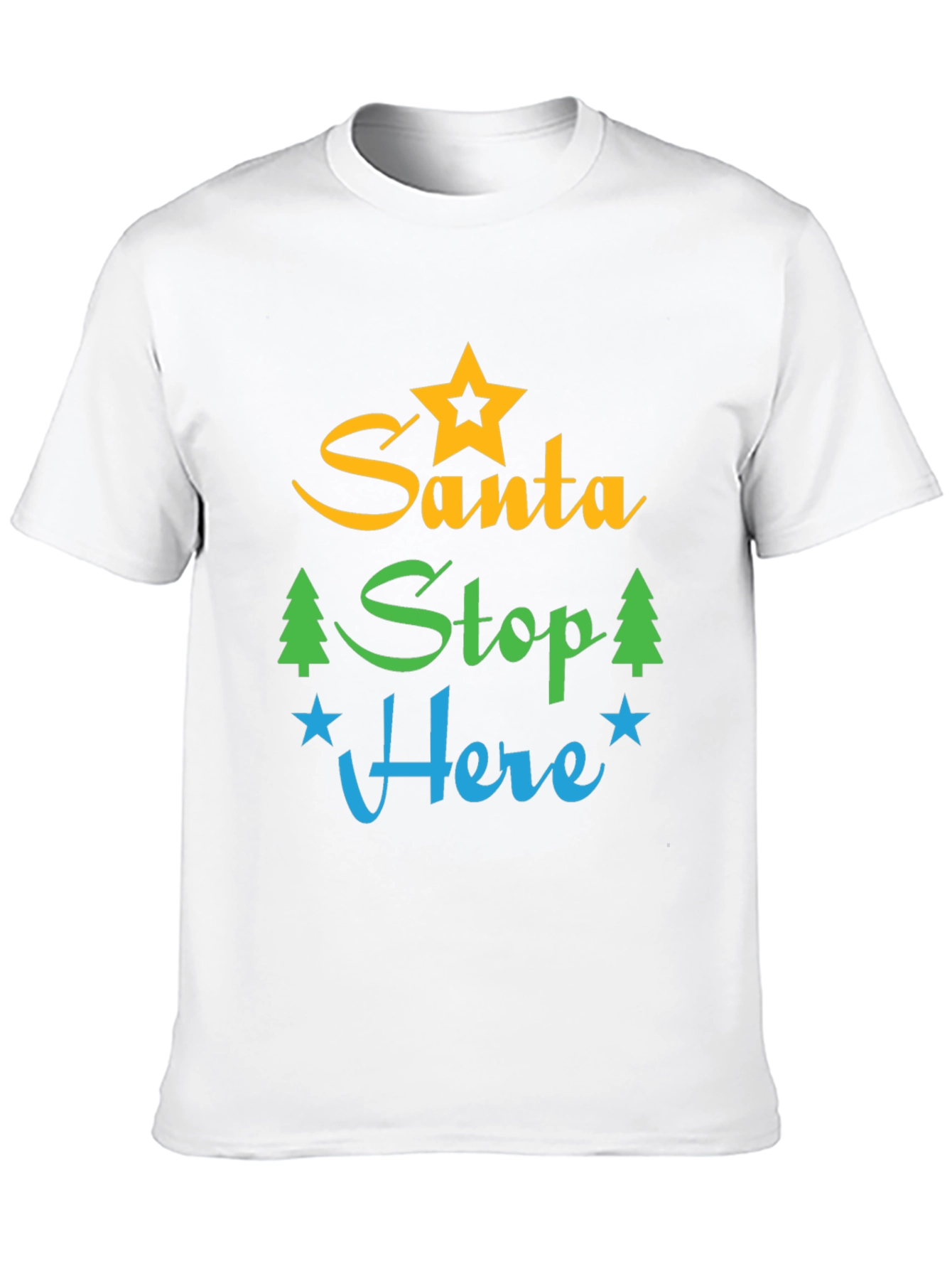 Black Santa Stop Here Graphic Tee - Festive Holiday Apparel view 10