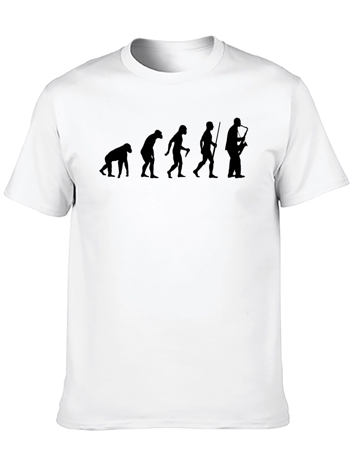 Black Evolution of Saxophone Player Tee - Black Cotton view 10