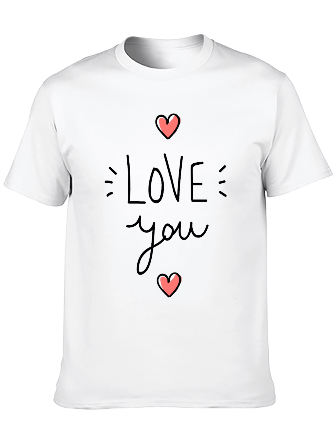 Black Love You Heart Graphic Black T-Shirt view 10