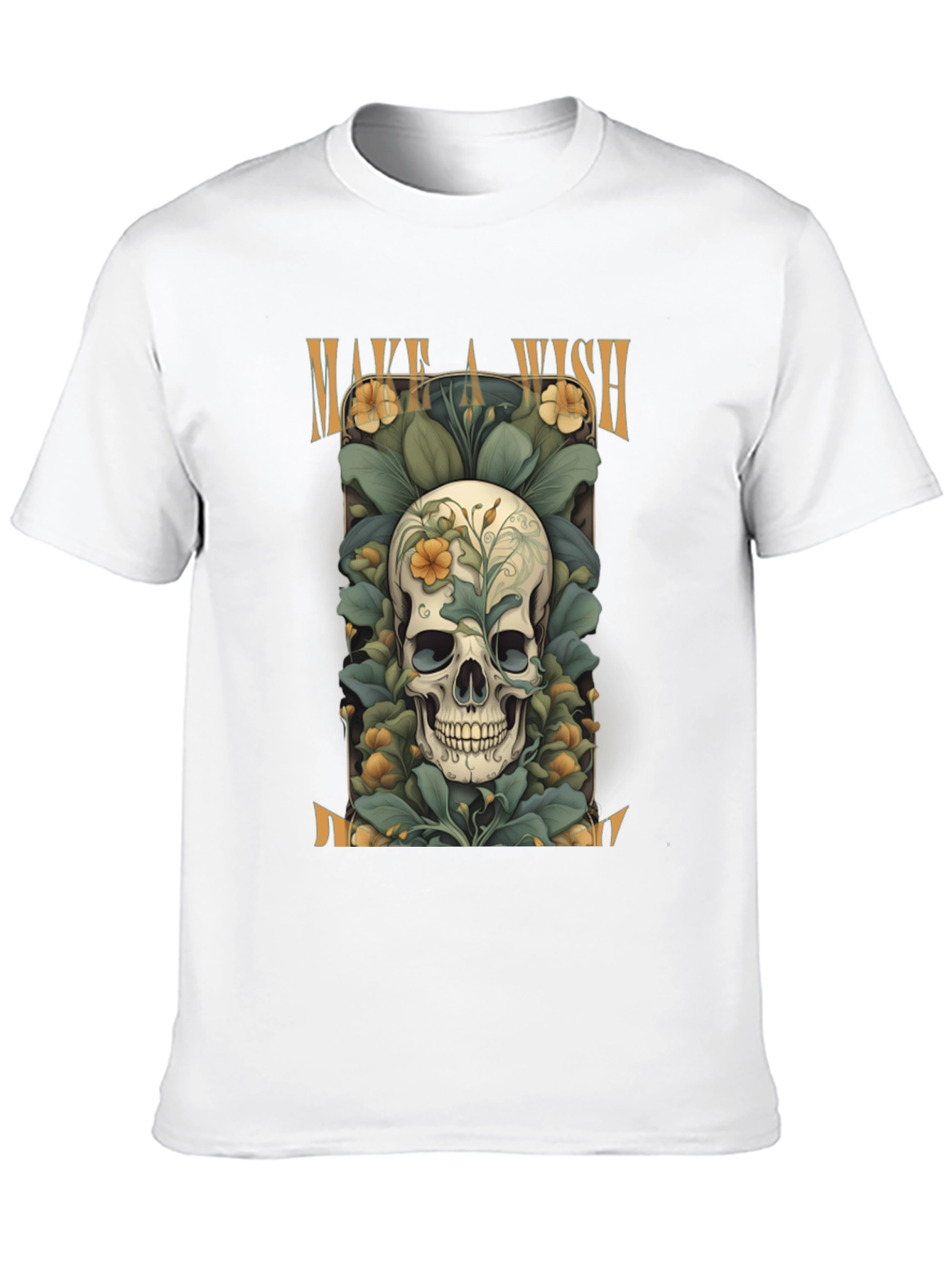Black Make a Wish Skull Tee - Floral Skull Design view 10