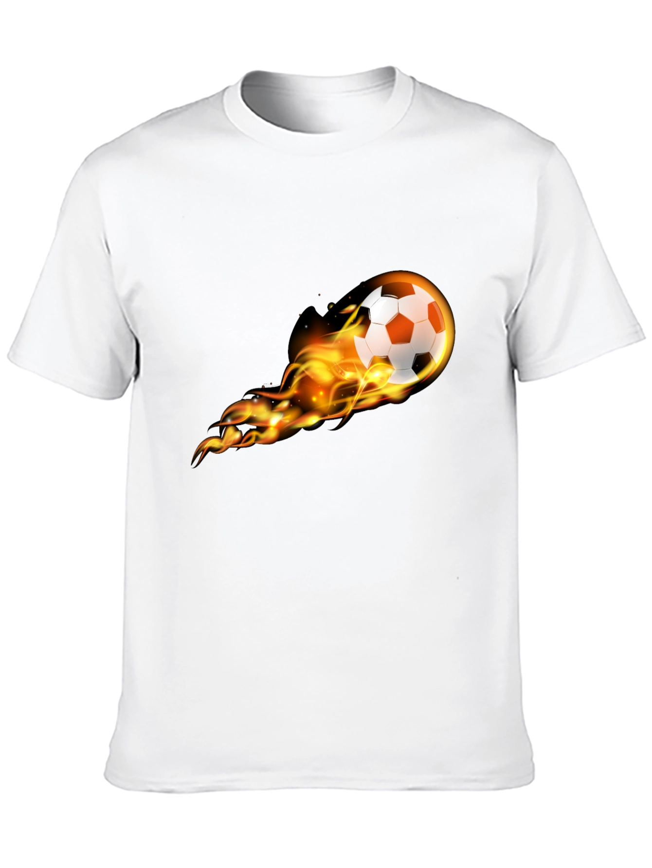 Black Flaming Soccer Ball Graphic Tee - Black Cotton T-Shirt view 10