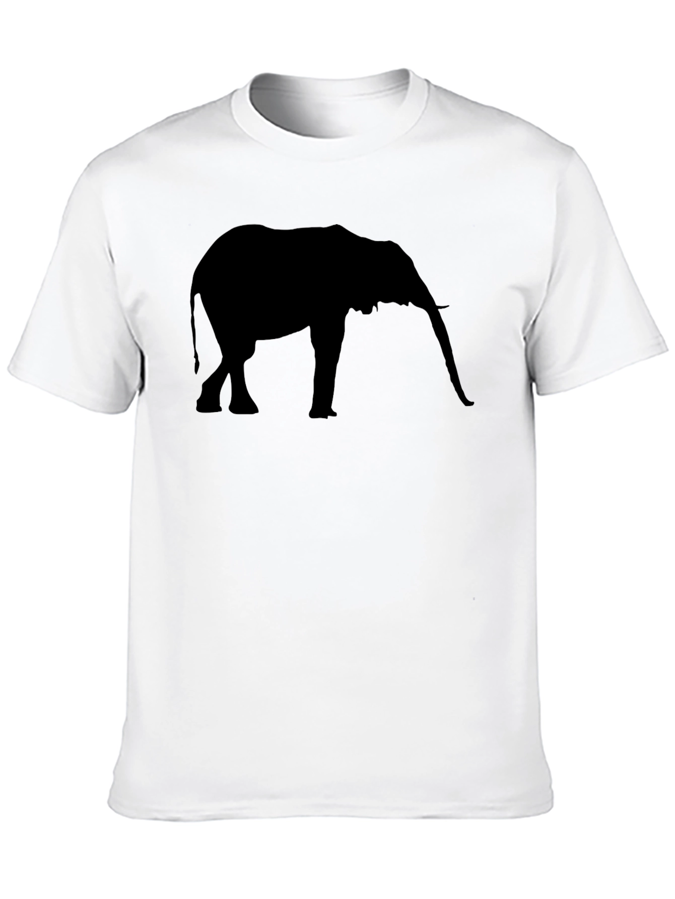 Black Elephant Silhouette Graphic Tee - Black Cotton T-Shirt view 10