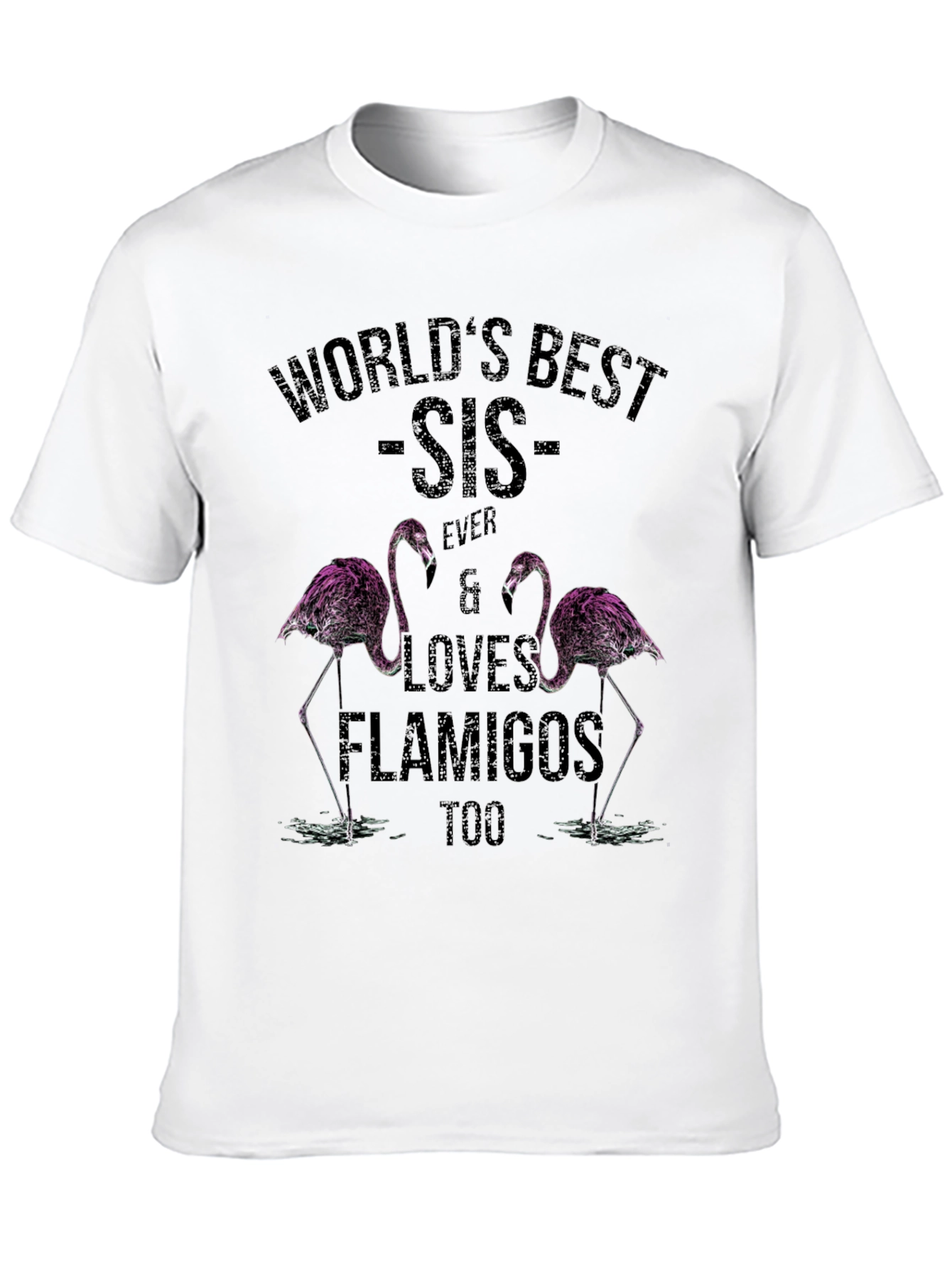 Black World's Best Sis Flamingo T-Shirt view 10