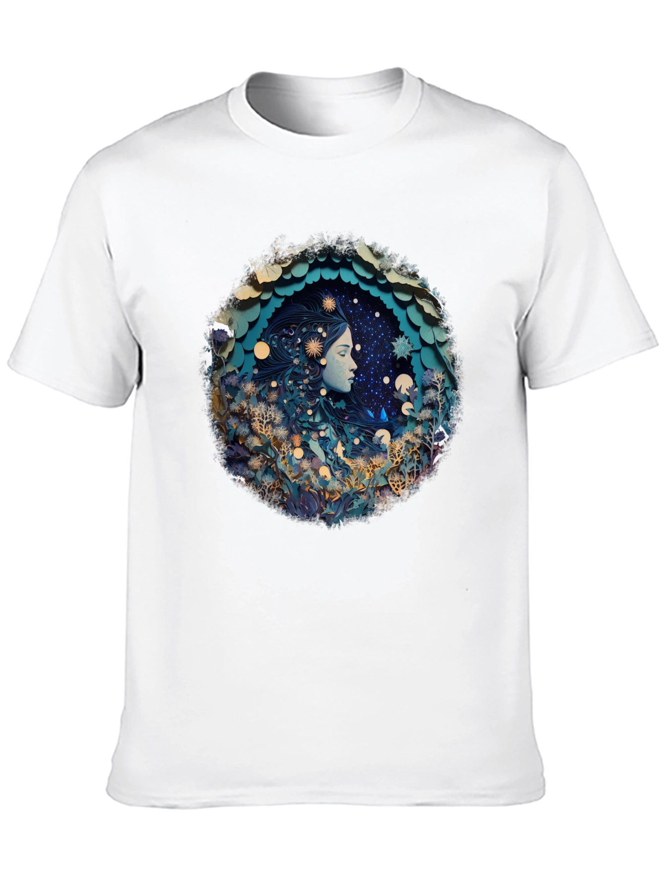 Black Celestial Dreamscape Graphic Tee - Black Cotton Blend view 10