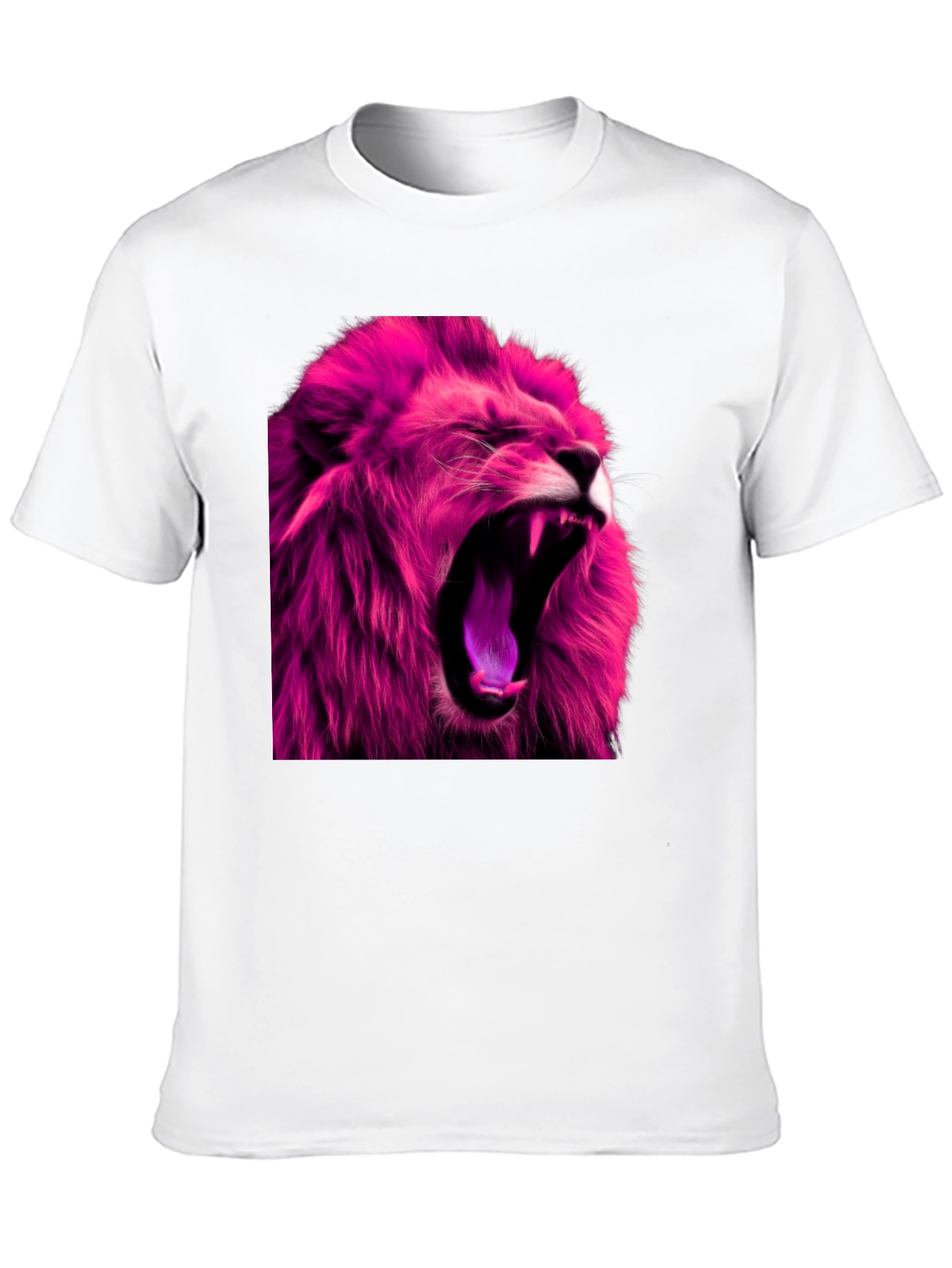 Black Roaring Pink Lion Graphic Print Black T-Shirt view 10