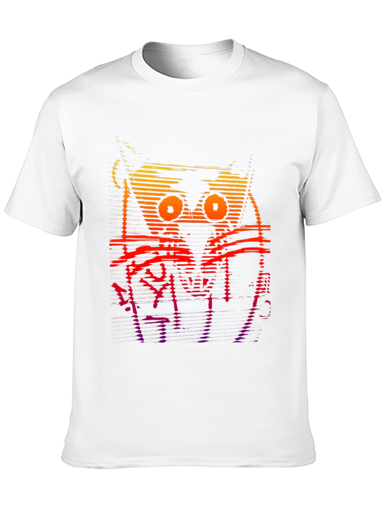 Black Retro Glitch Cat Graphic T-Shirt view 10