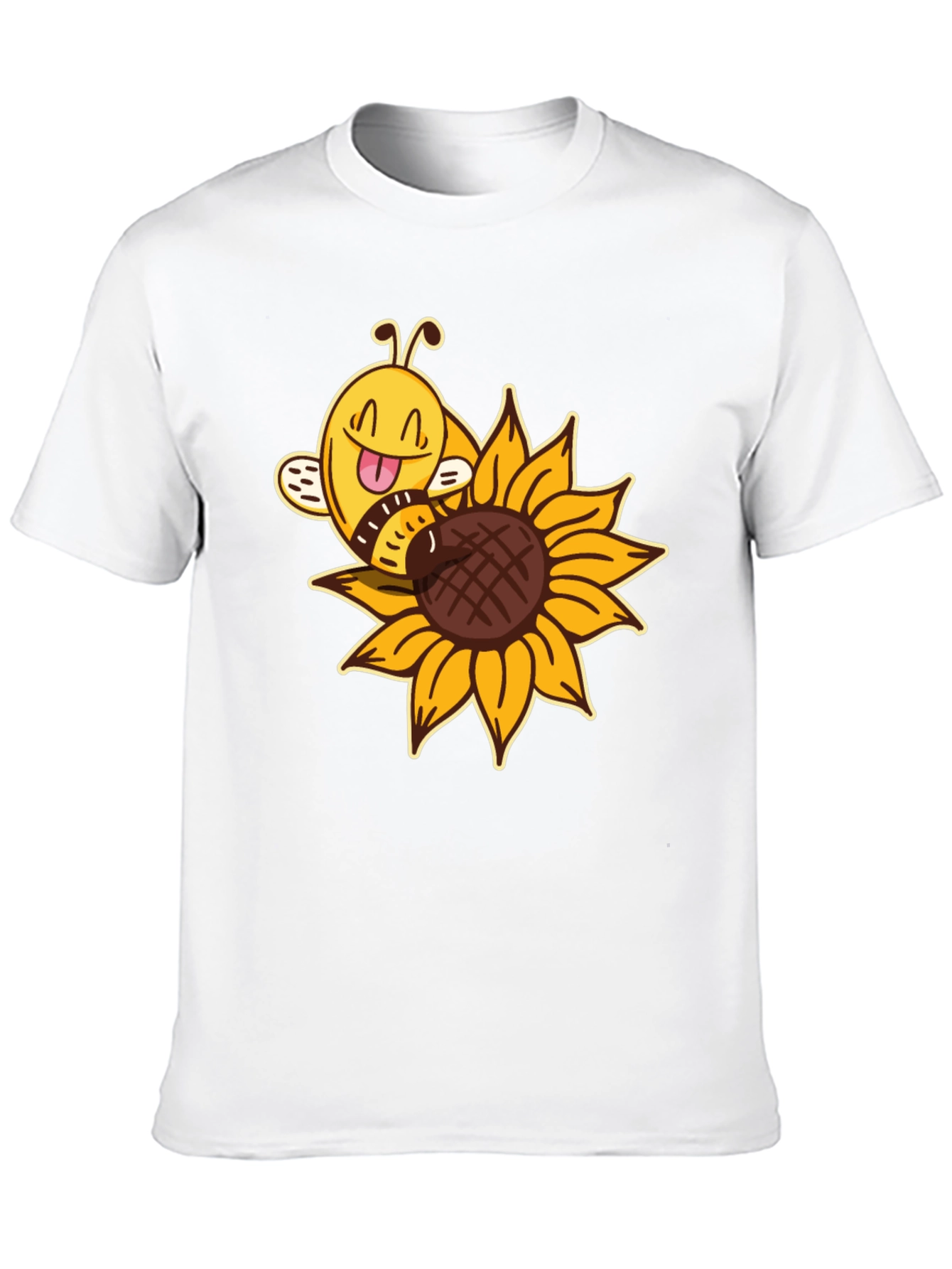 Black Cute Bee on Sunflower Black T-Shirt view 10
