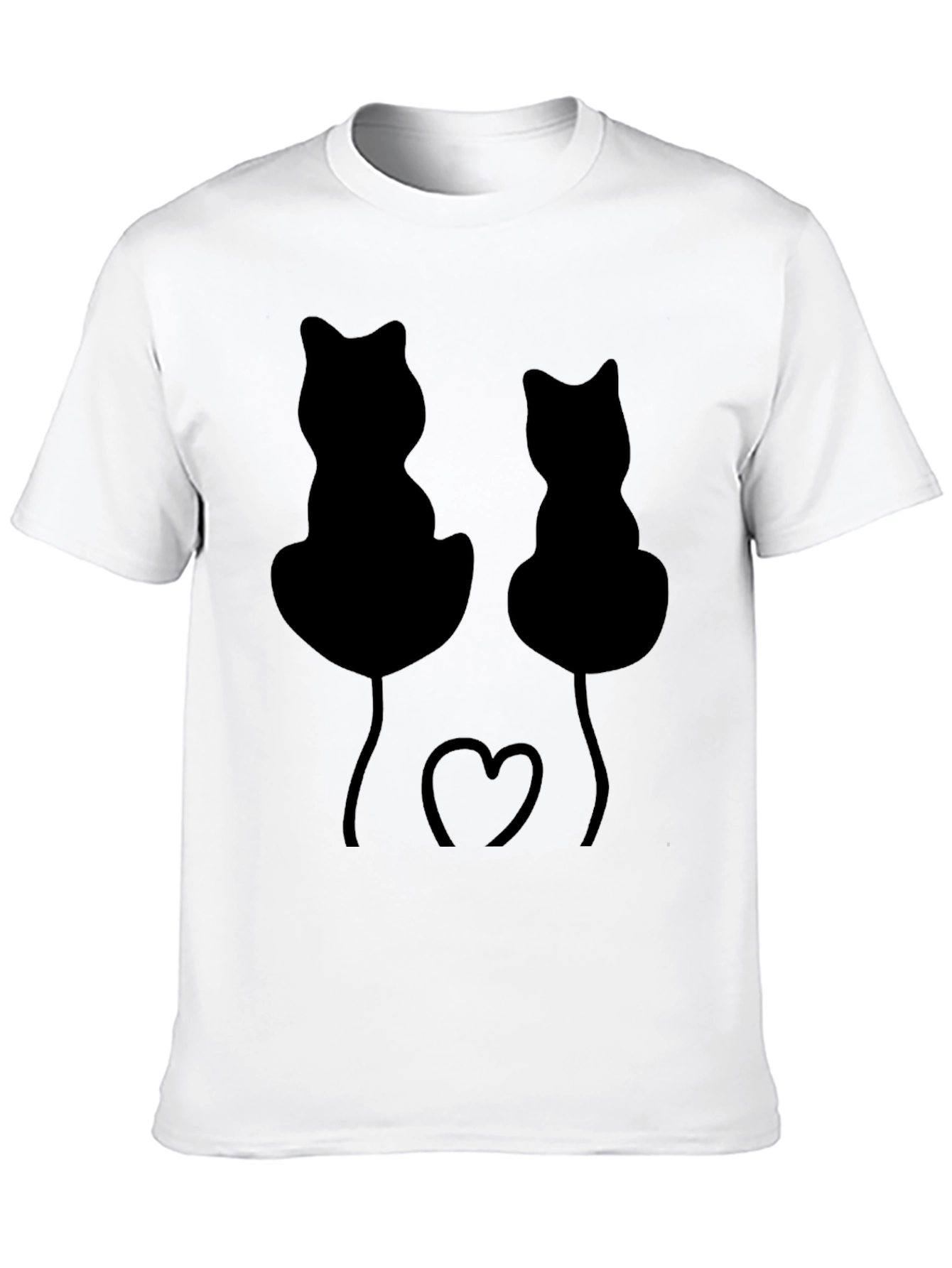 Black Whimsical Black Cat Heart T-Shirt view 10