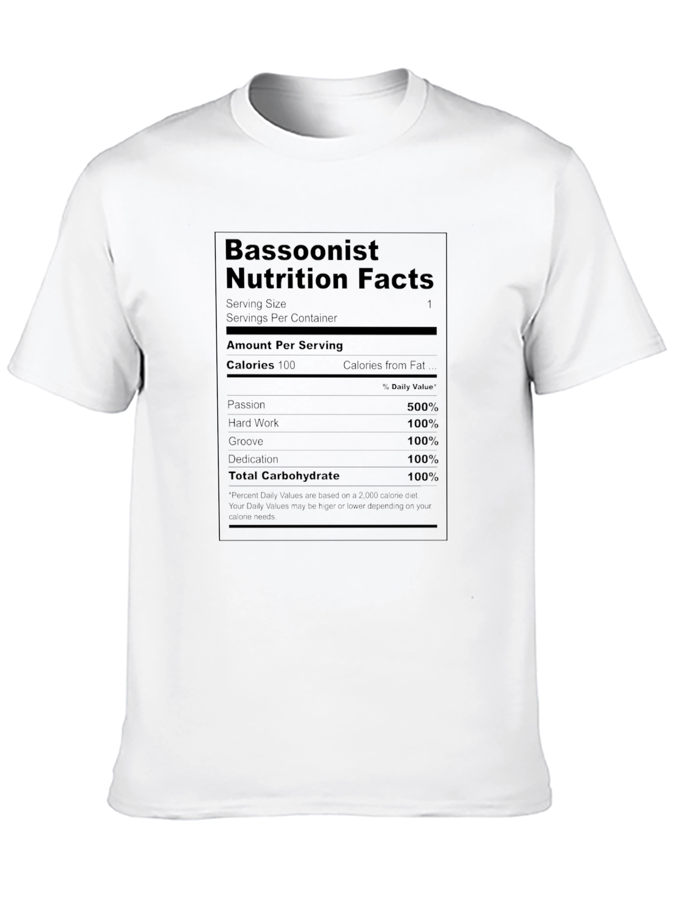 Black Bassoonist Nutrition Facts Graphic T-Shirt view 10